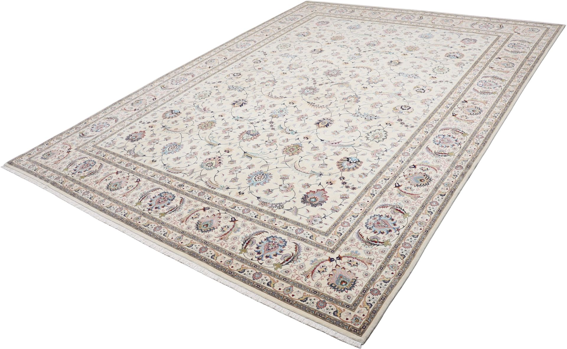 Hand-Knotted Wool & Silk Tabriz Persian Rug, 302 × 410 cm