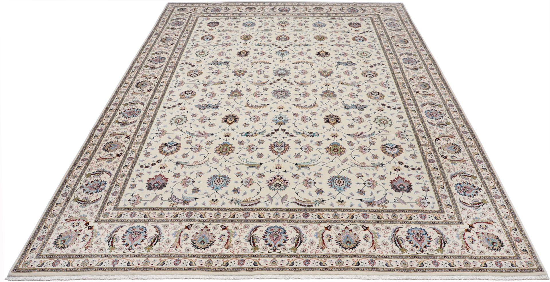 Hand-Knotted Wool & Silk Tabriz Persian Rug, 302 × 410 cm