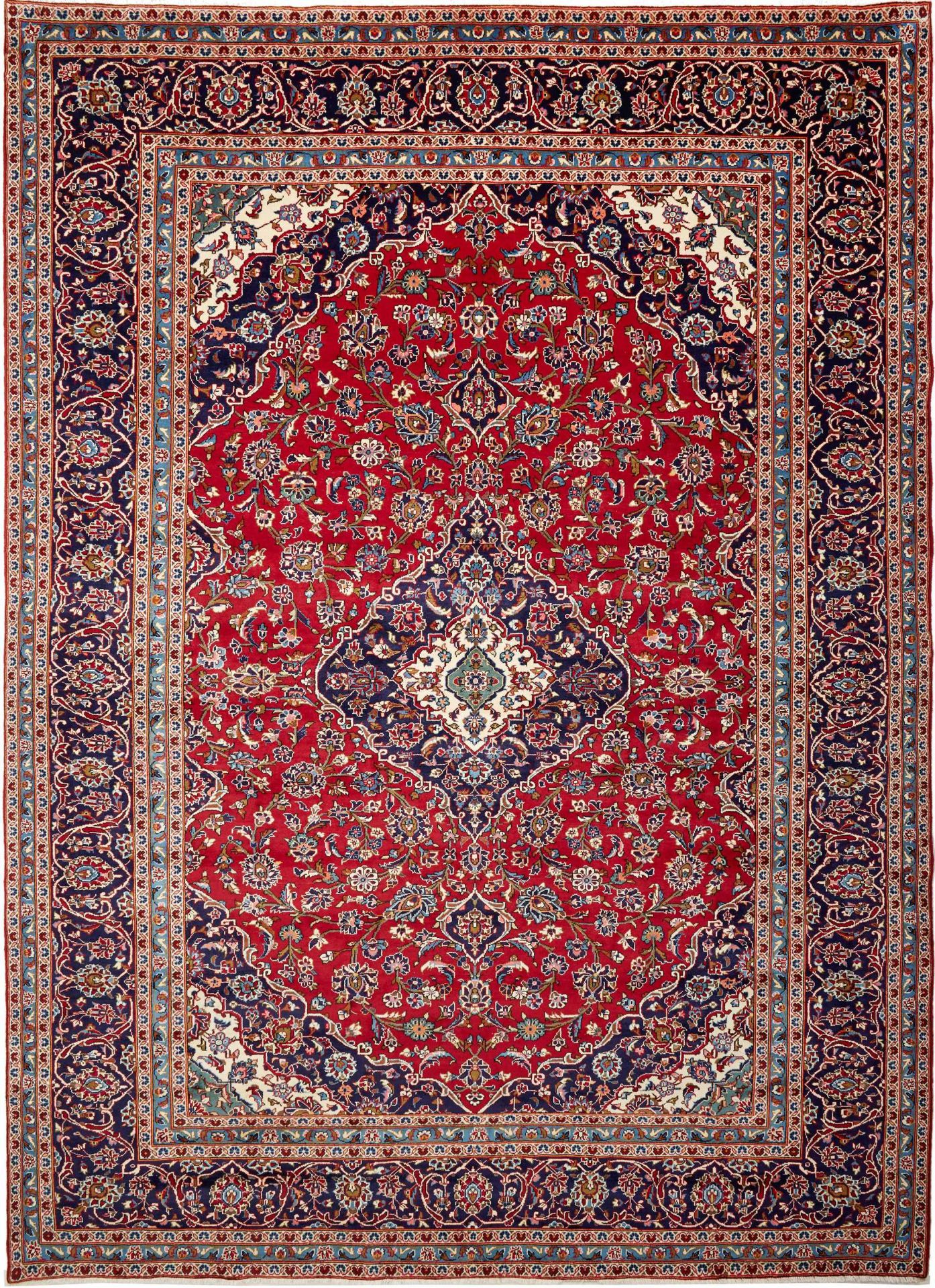 Hand-Knotted Wool Kashan Persian Rug, 296 × 407 cm