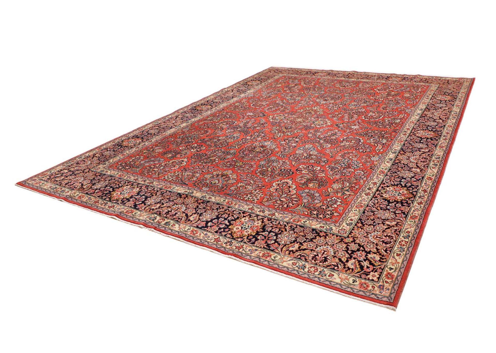 Hand-Knotted Wool Sarouk Persian Rug, 284 × 397 cm