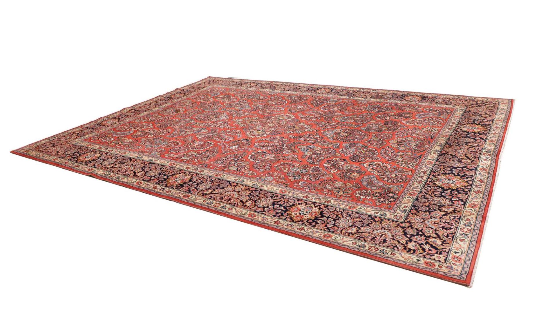 Hand-Knotted Wool Sarouk Persian Rug, 284 × 397 cm