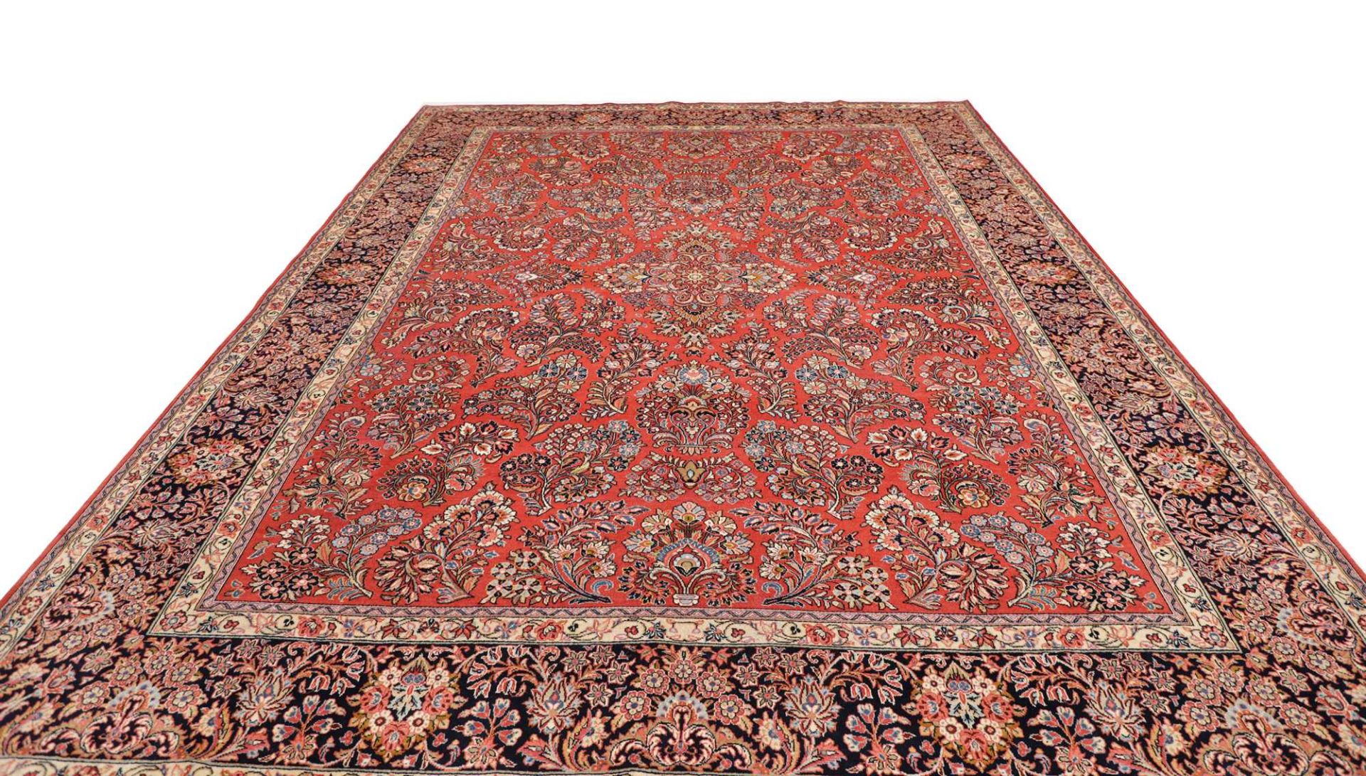 Hand-Knotted Wool Sarouk Persian Rug, 284 × 397 cm