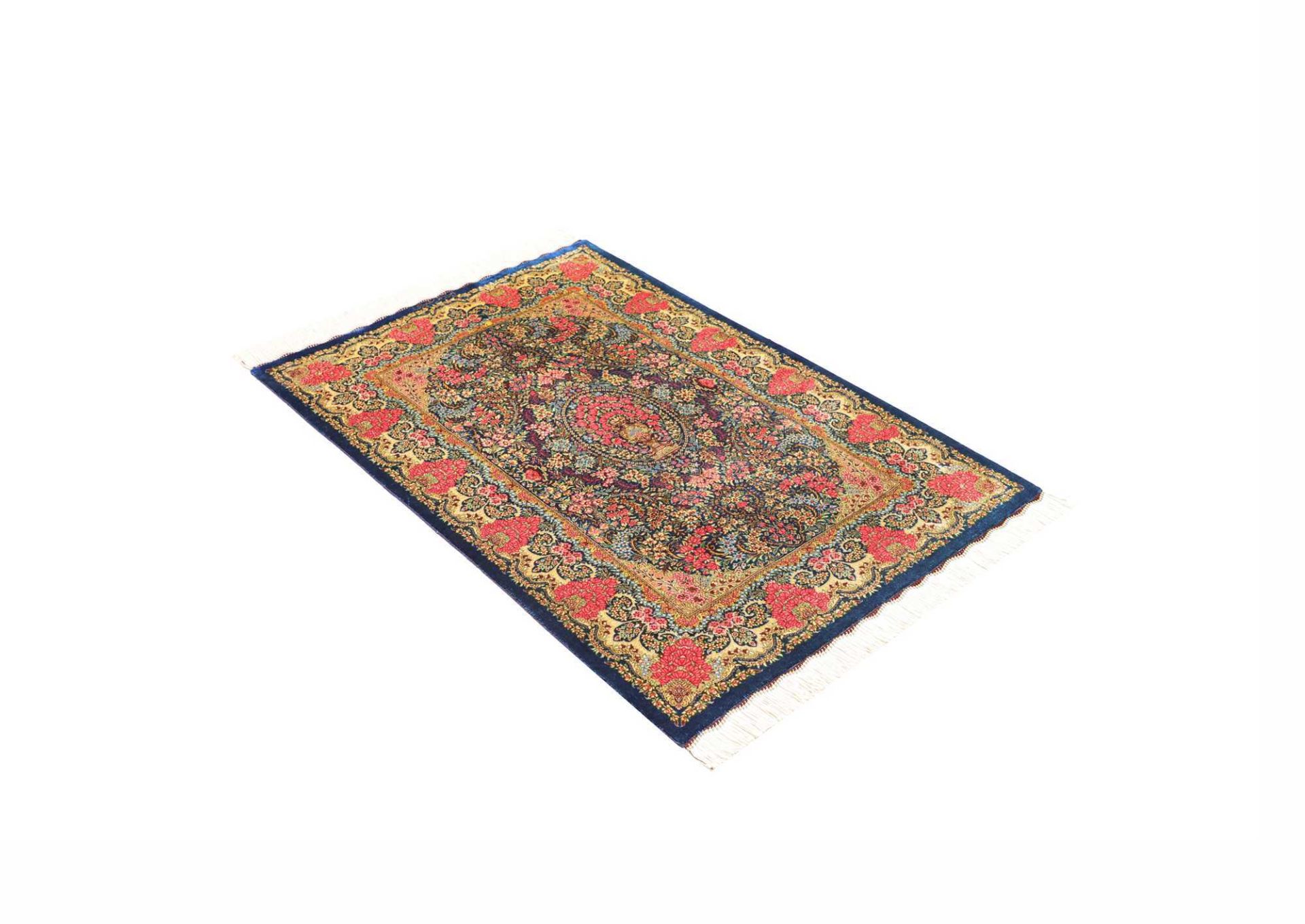 Qom Persian Rug — hand-knotted, 82 × 119 cm, Silk