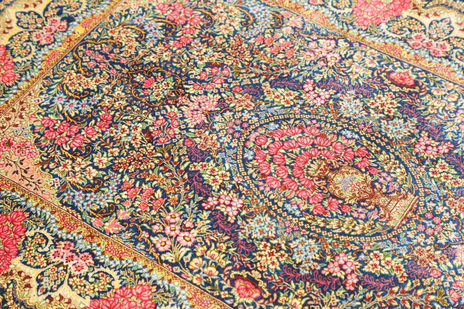 Qom Persian Rug — hand-knotted, 82 × 119 cm, Silk