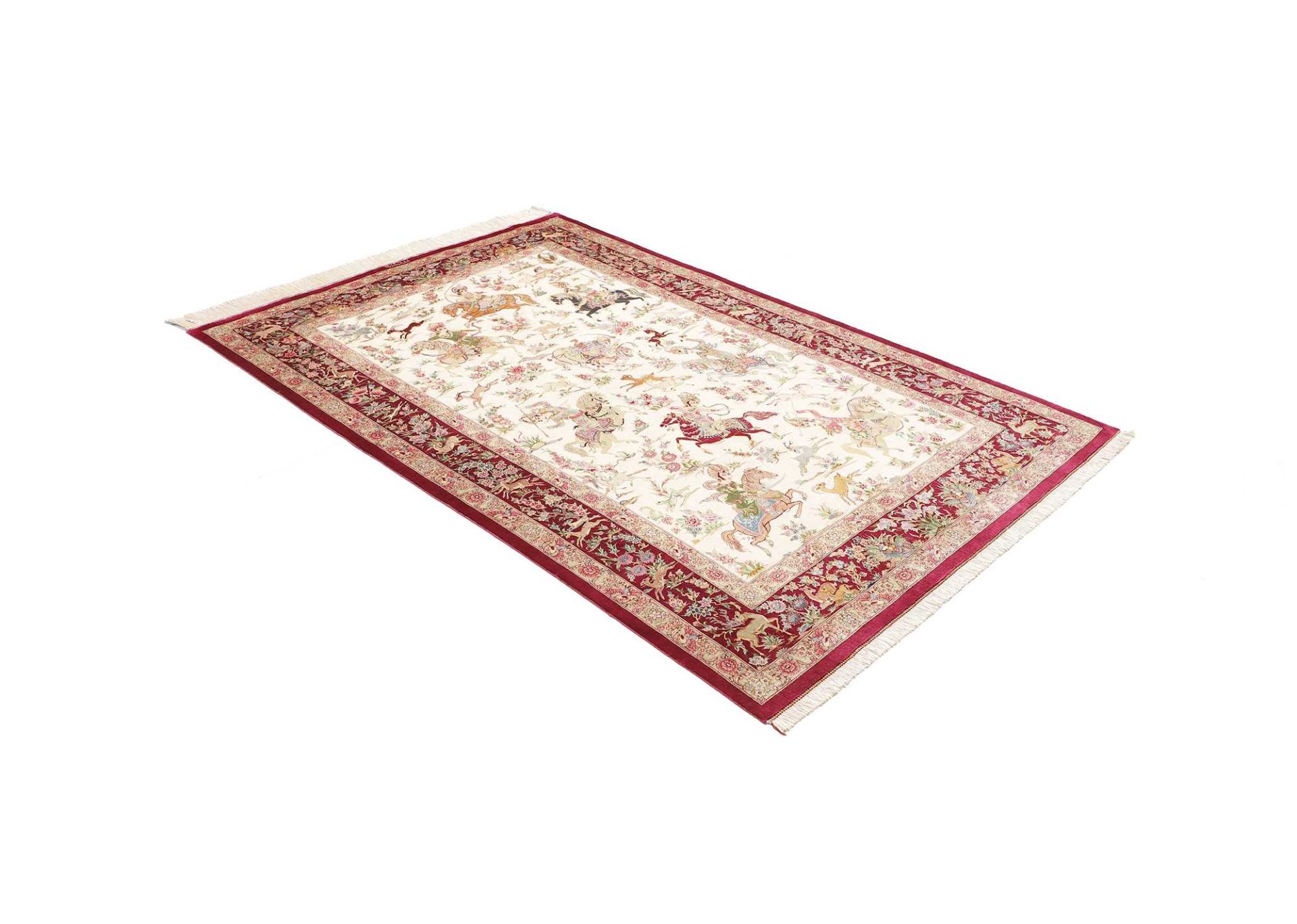 Qom Persian Rug — hand-knotted, 134 × 207 cm, Silk