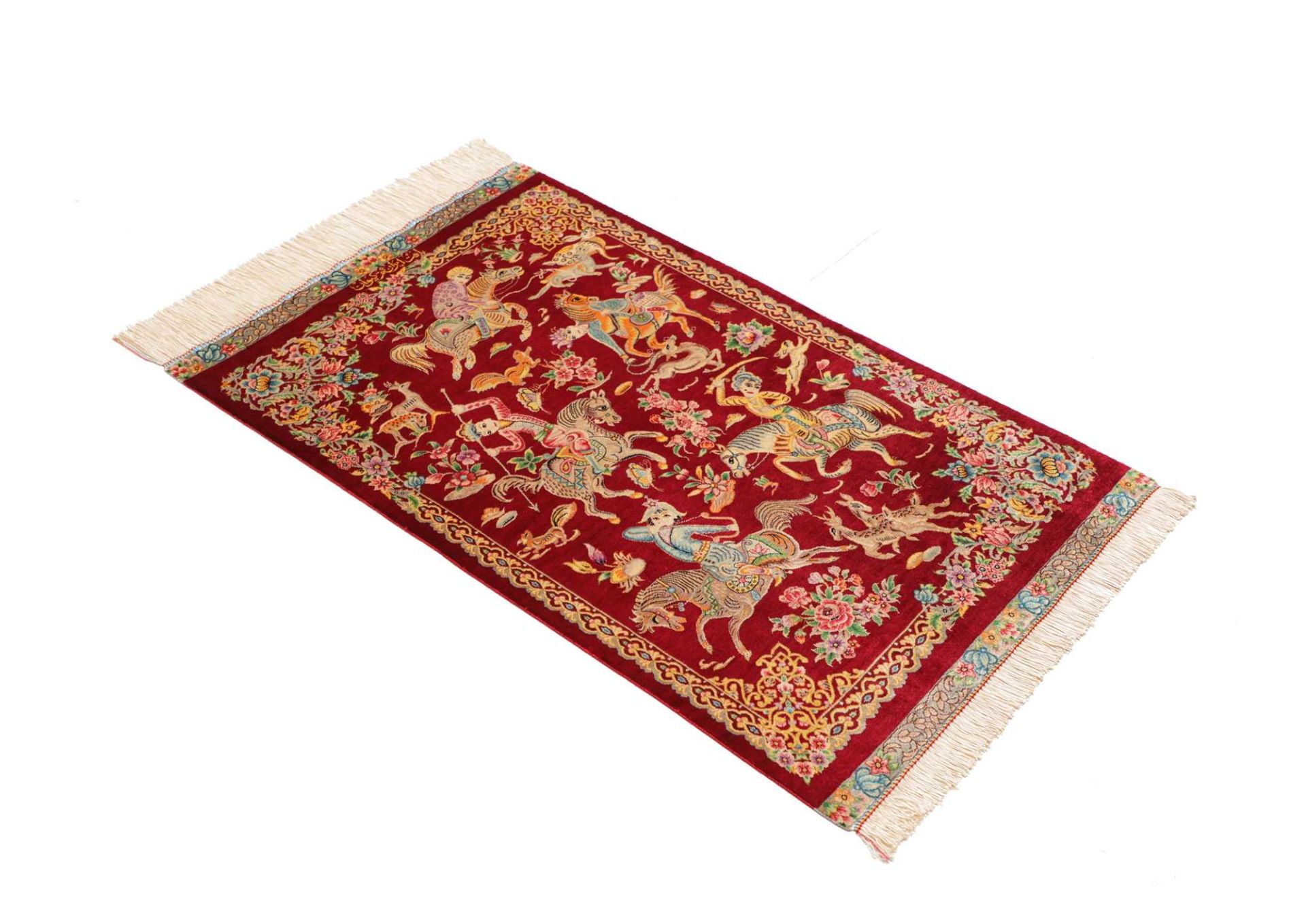 Qom Persian Rug 61 × 94 cm, Silk, hand-knotted