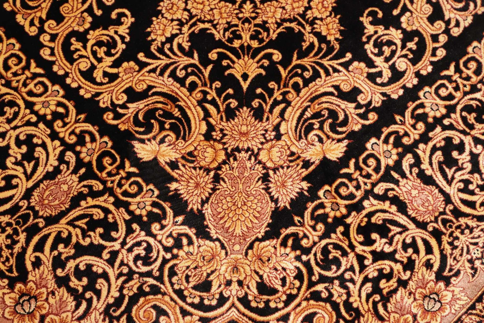 Hand-Knotted Silk Qom Persian Rug, 201 × 199 cm