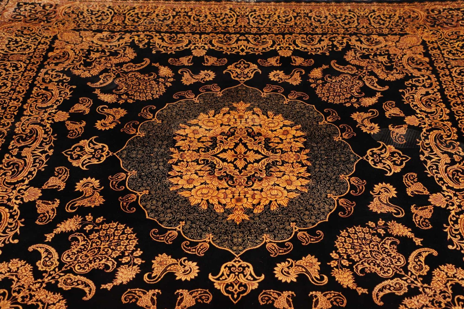 Hand-Knotted Silk Qom Persian Rug, 201 × 199 cm