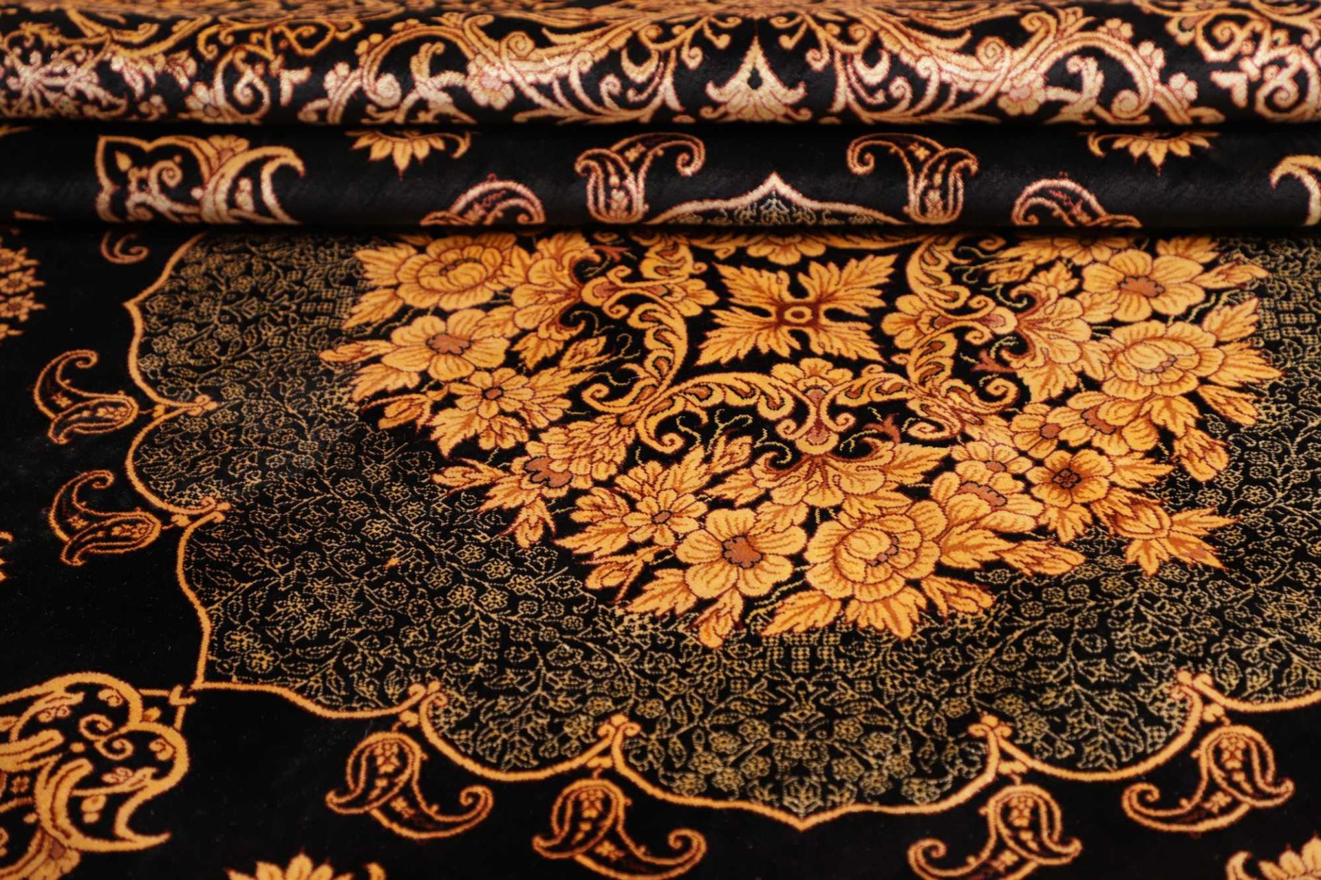 Hand-Knotted Silk Qom Persian Rug, 201 × 199 cm