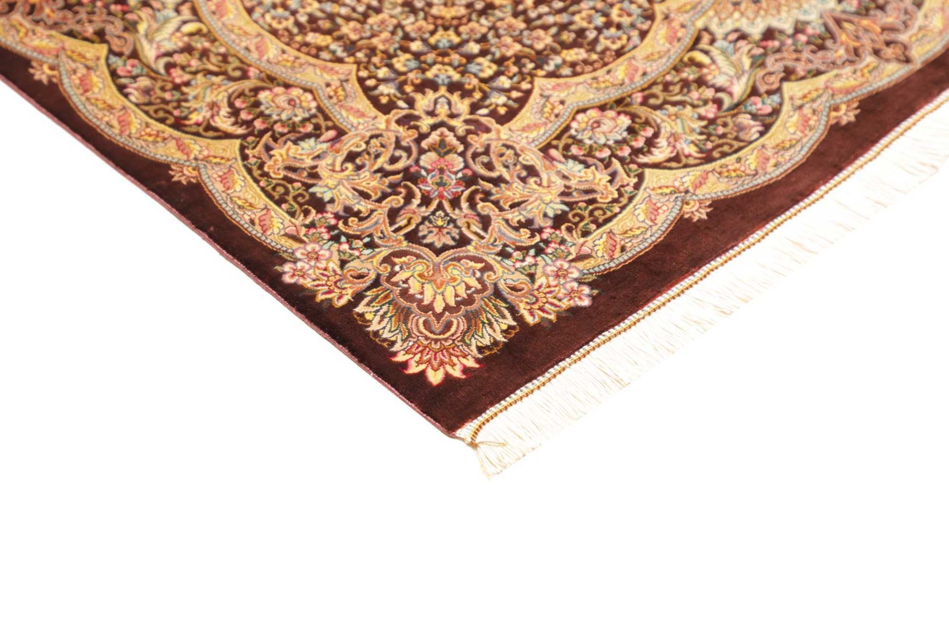 Qom Persian Rug 97 × 107 cm, Silk, hand-knotted