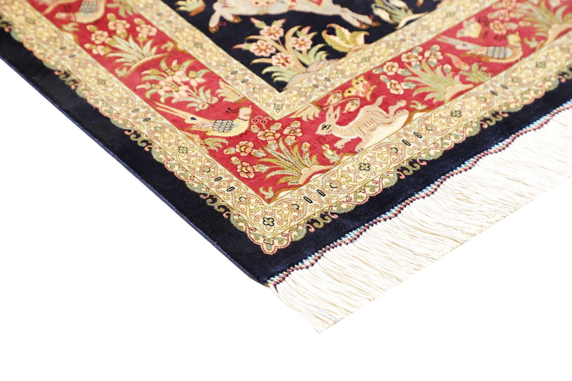 Hand-Knotted Silk Qom Persian Rug, 98 × 146 cm
