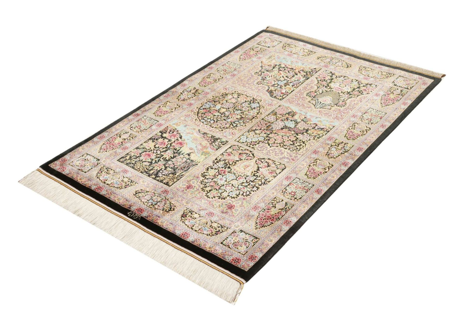 Qom Persian Rug 101 × 148 cm, Silk, hand-knotted