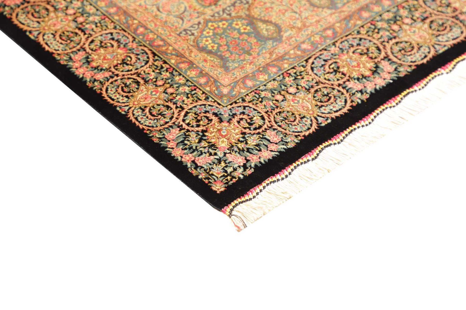 Qom Persian Rug — hand-knotted, 83 × 117 cm, Silk