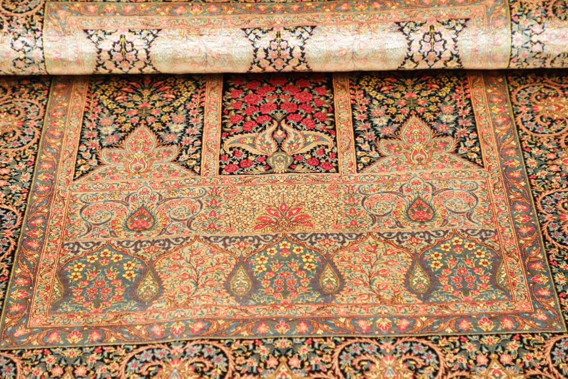 Qom Persian Rug — hand-knotted, 83 × 117 cm, Silk