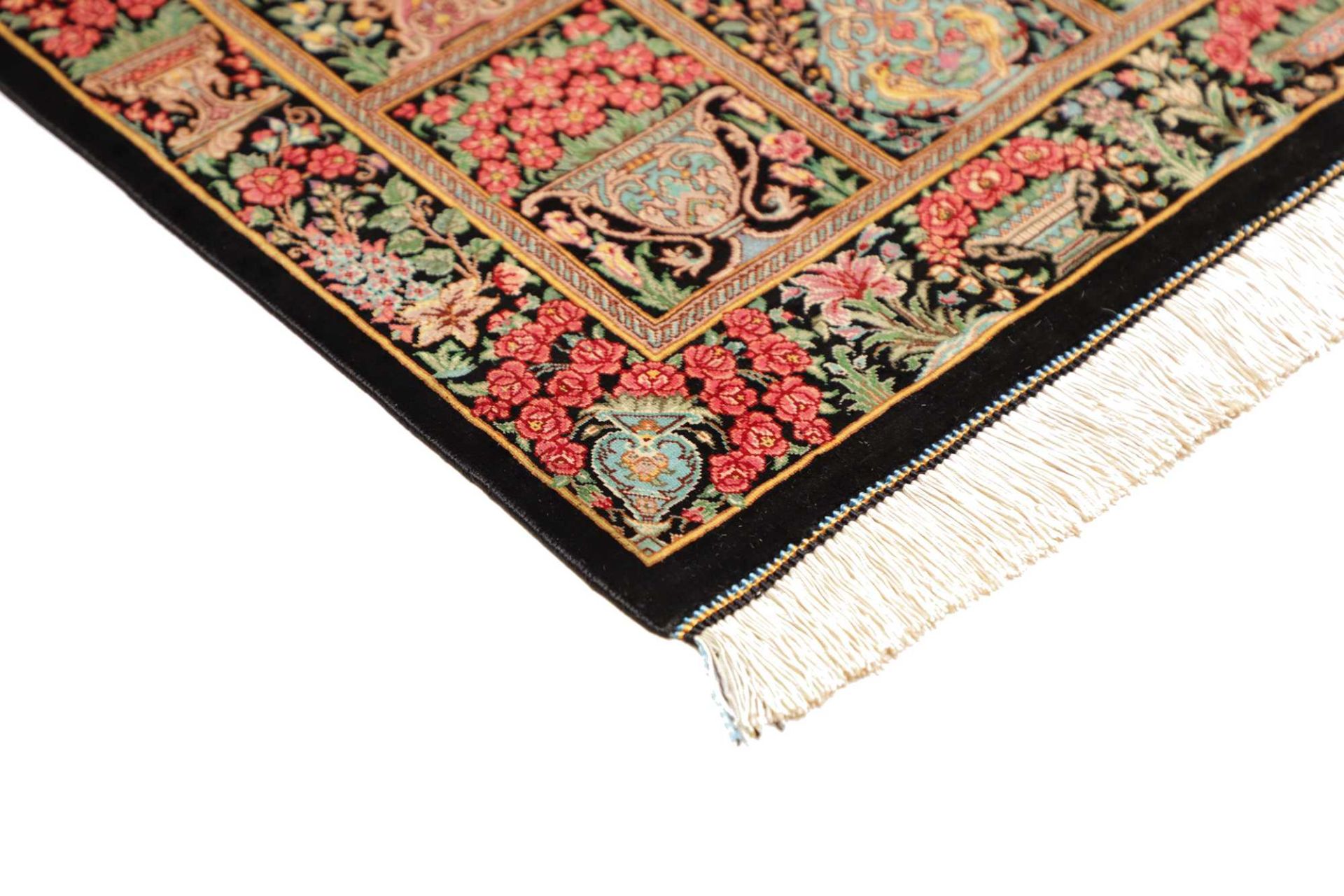 Hand-Knotted Silk Qom Persian Rug, 79 × 119 cm