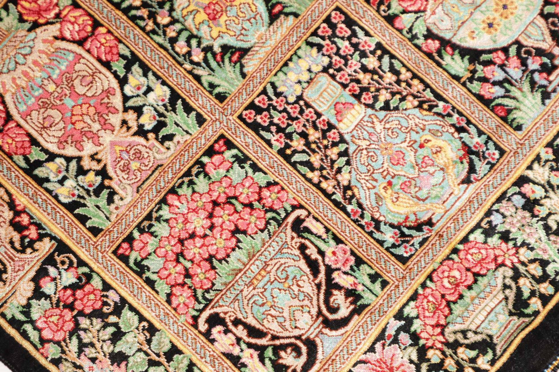 Hand-Knotted Silk Qom Persian Rug, 79 × 119 cm