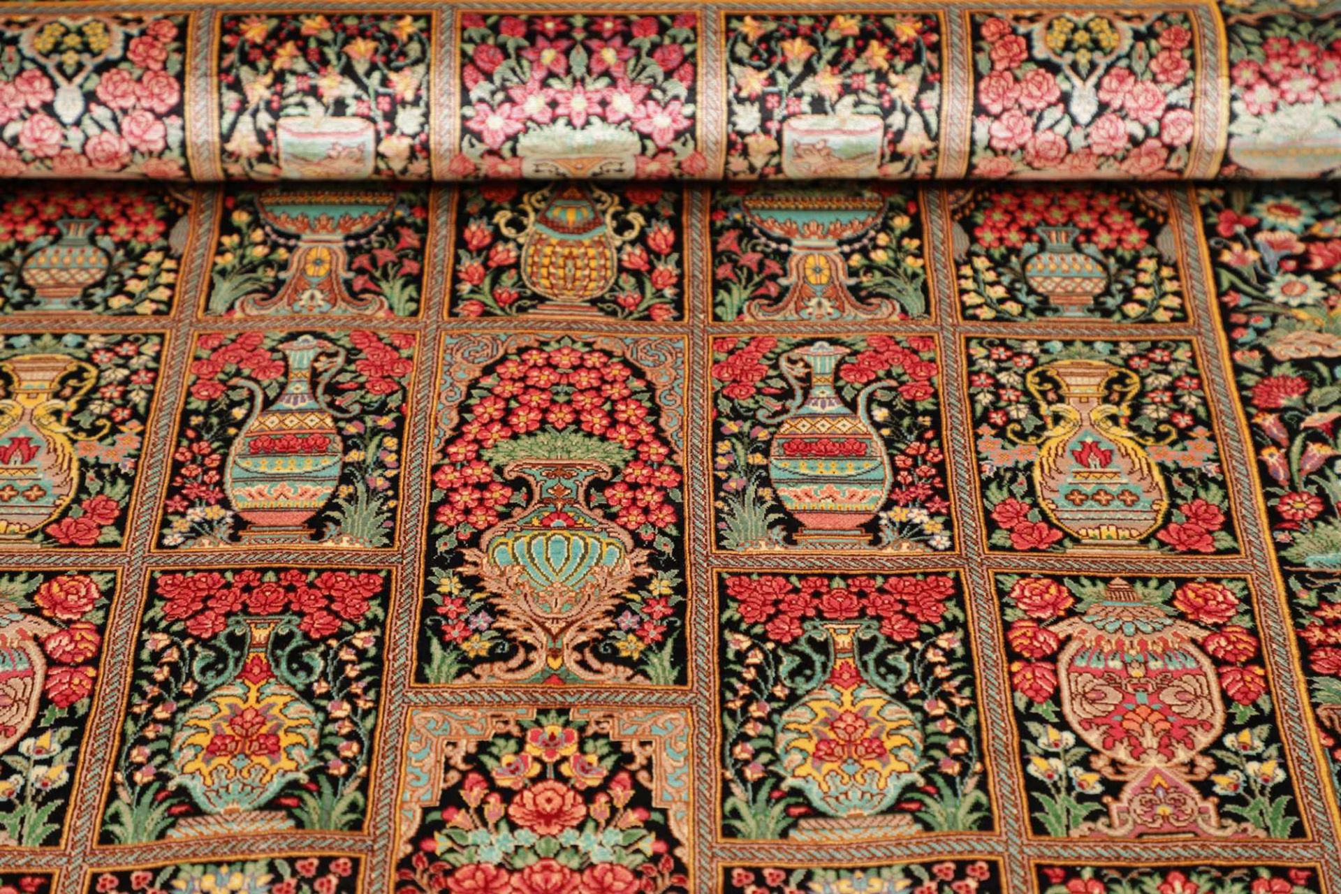 Hand-Knotted Silk Qom Persian Rug, 79 × 119 cm
