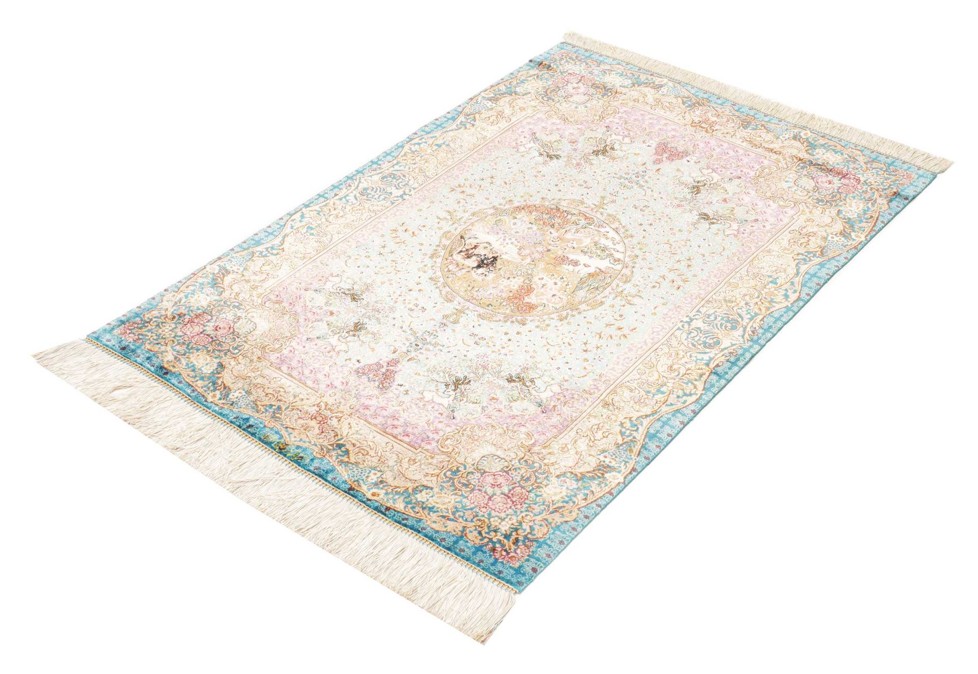 Qom Persian Rug 83 × 119 cm, Silk, hand-knotted
