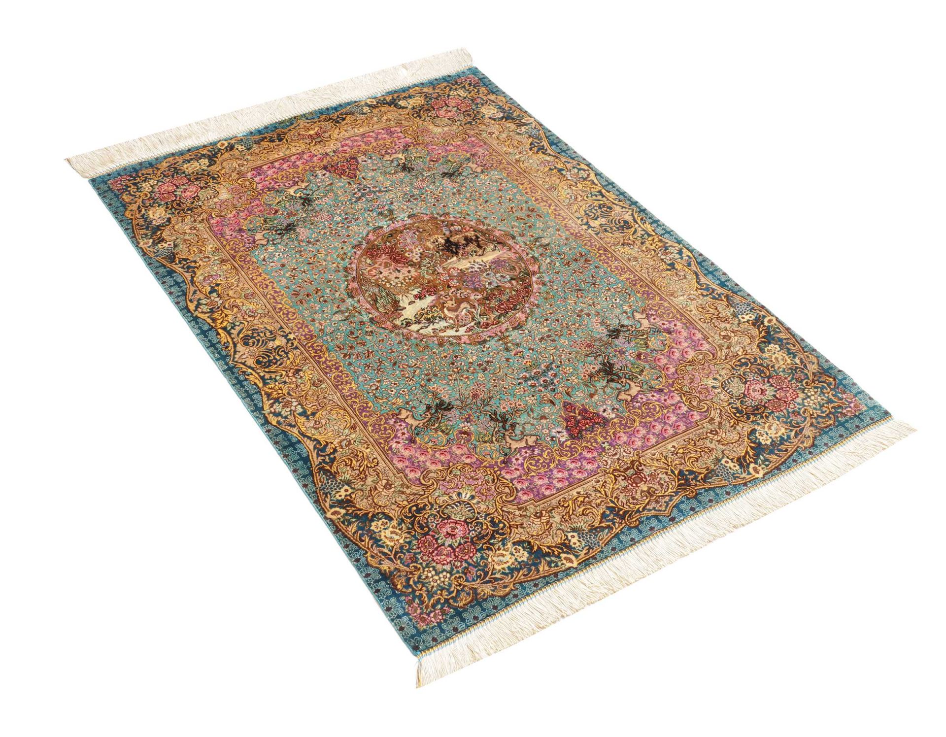 Qom Persian Rug 83 × 119 cm, Silk, hand-knotted