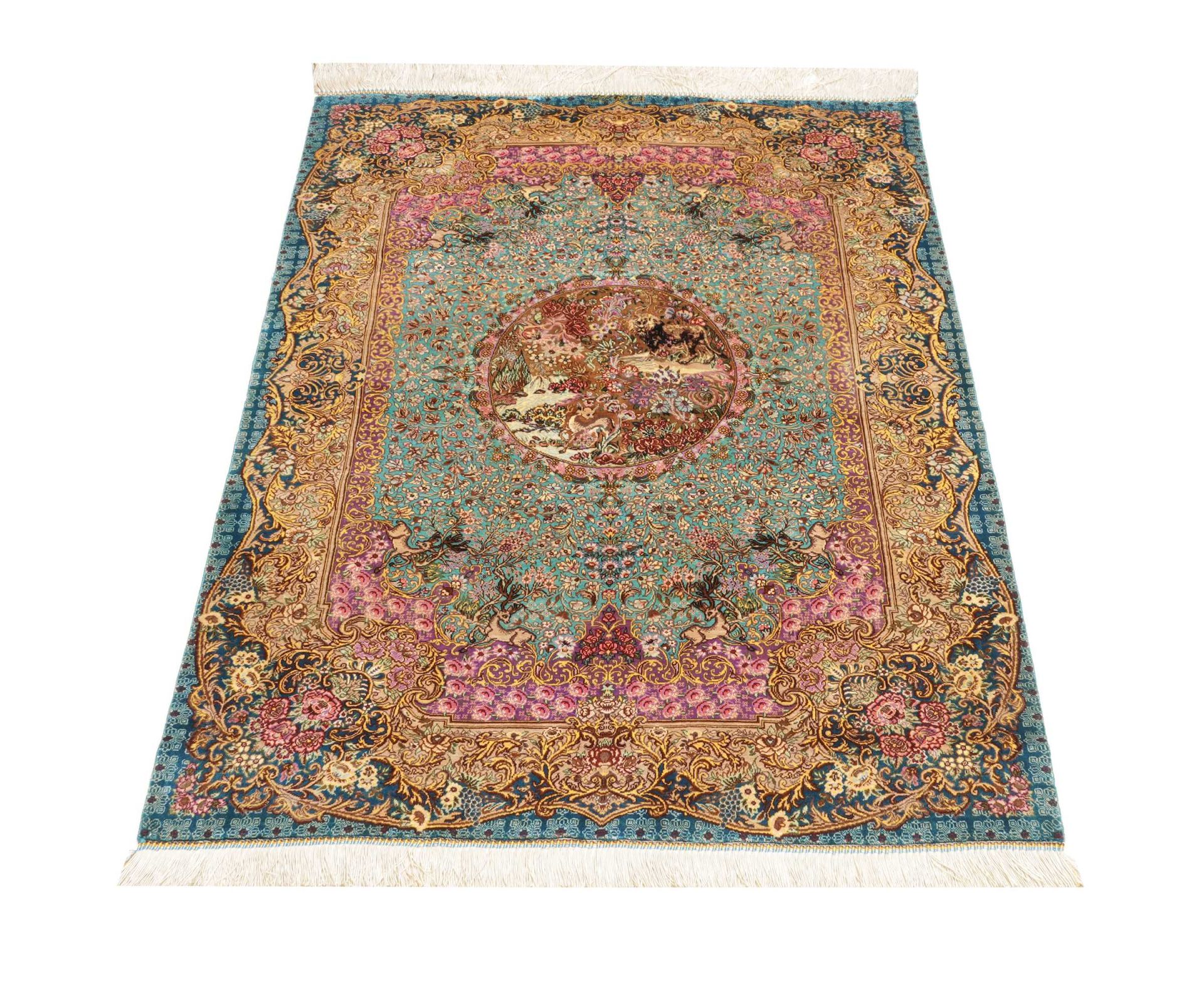 Qom Persian Rug 83 × 119 cm, Silk, hand-knotted