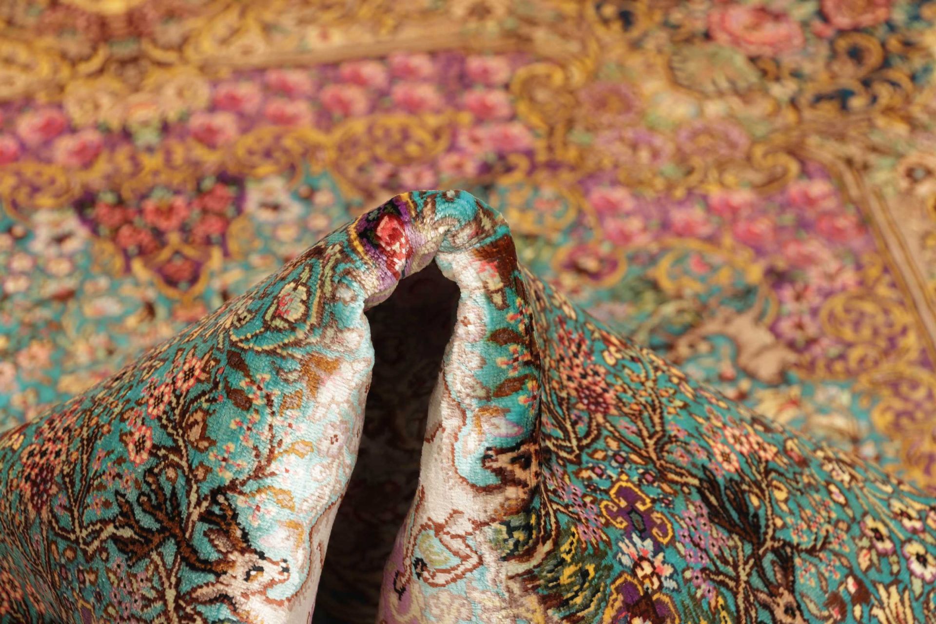 Qom Persian Rug 83 × 119 cm, Silk, hand-knotted