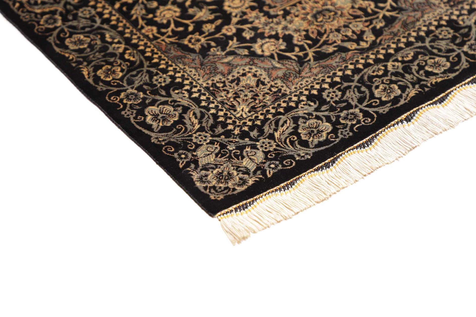 Hand-Knotted Silk Qom Persian Rug, 61 × 88 cm