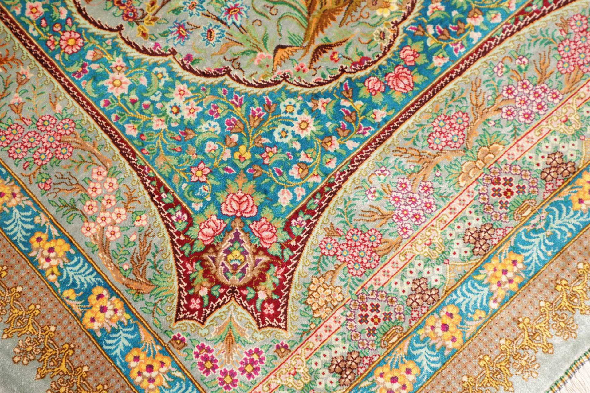 Hand-Knotted Silk Qom Persian Rug, 81 × 116 cm