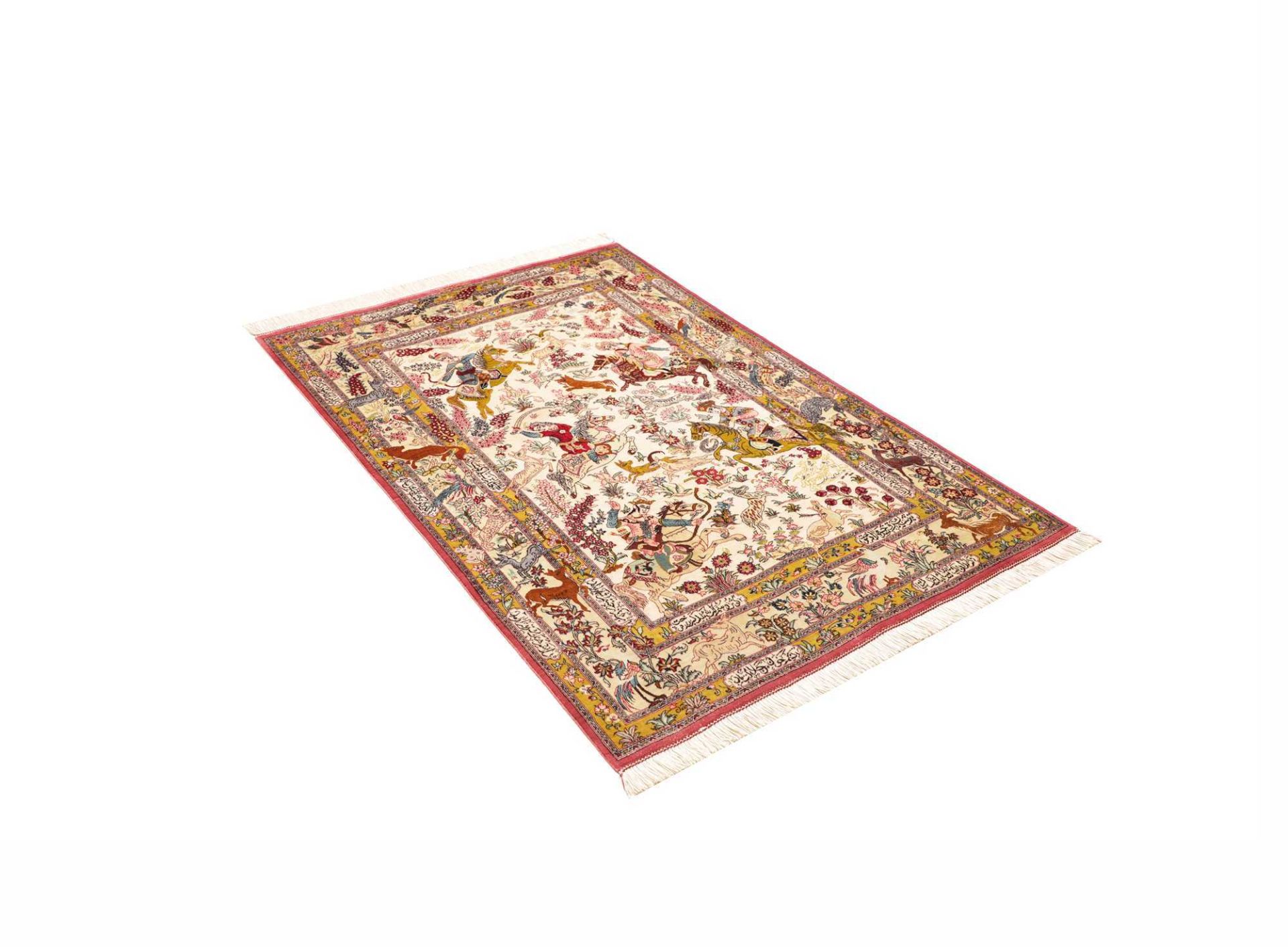 Hand-Knotted Silk Qom Persian Rug, 99 × 149 cm