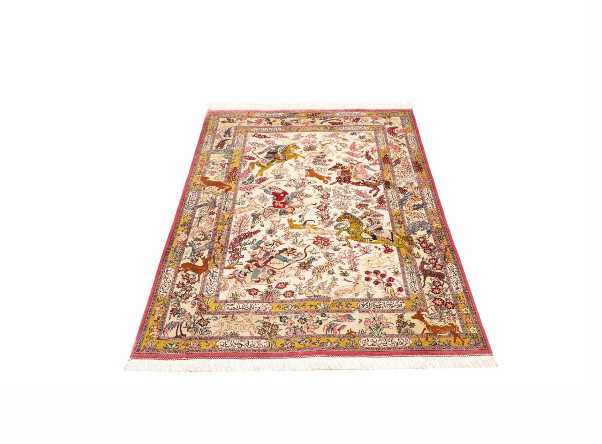 Hand-Knotted Silk Qom Persian Rug, 99 × 149 cm