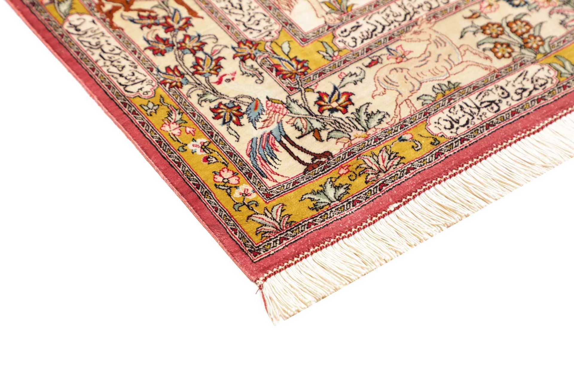 Hand-Knotted Silk Qom Persian Rug, 99 × 149 cm