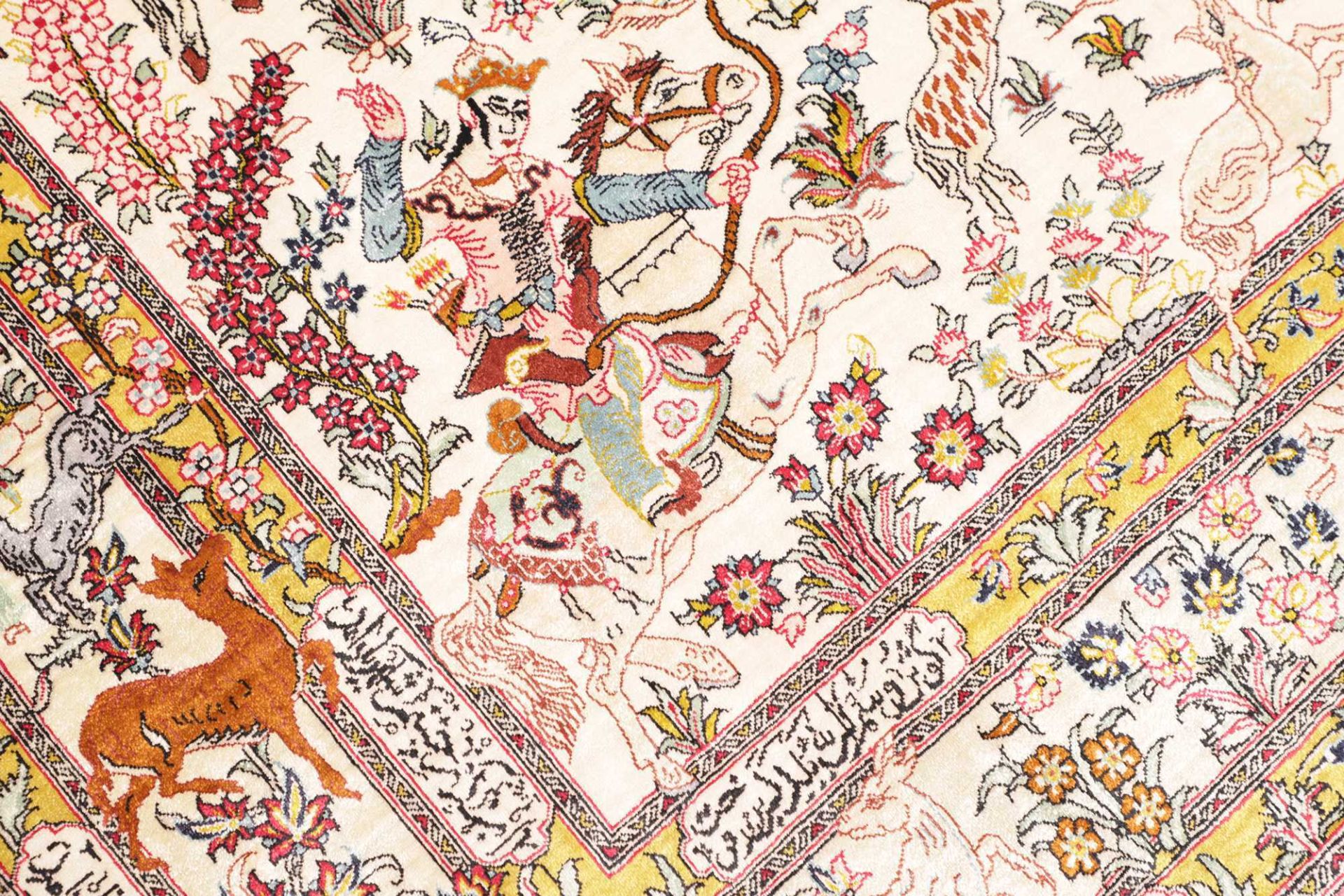 Hand-Knotted Silk Qom Persian Rug, 99 × 149 cm