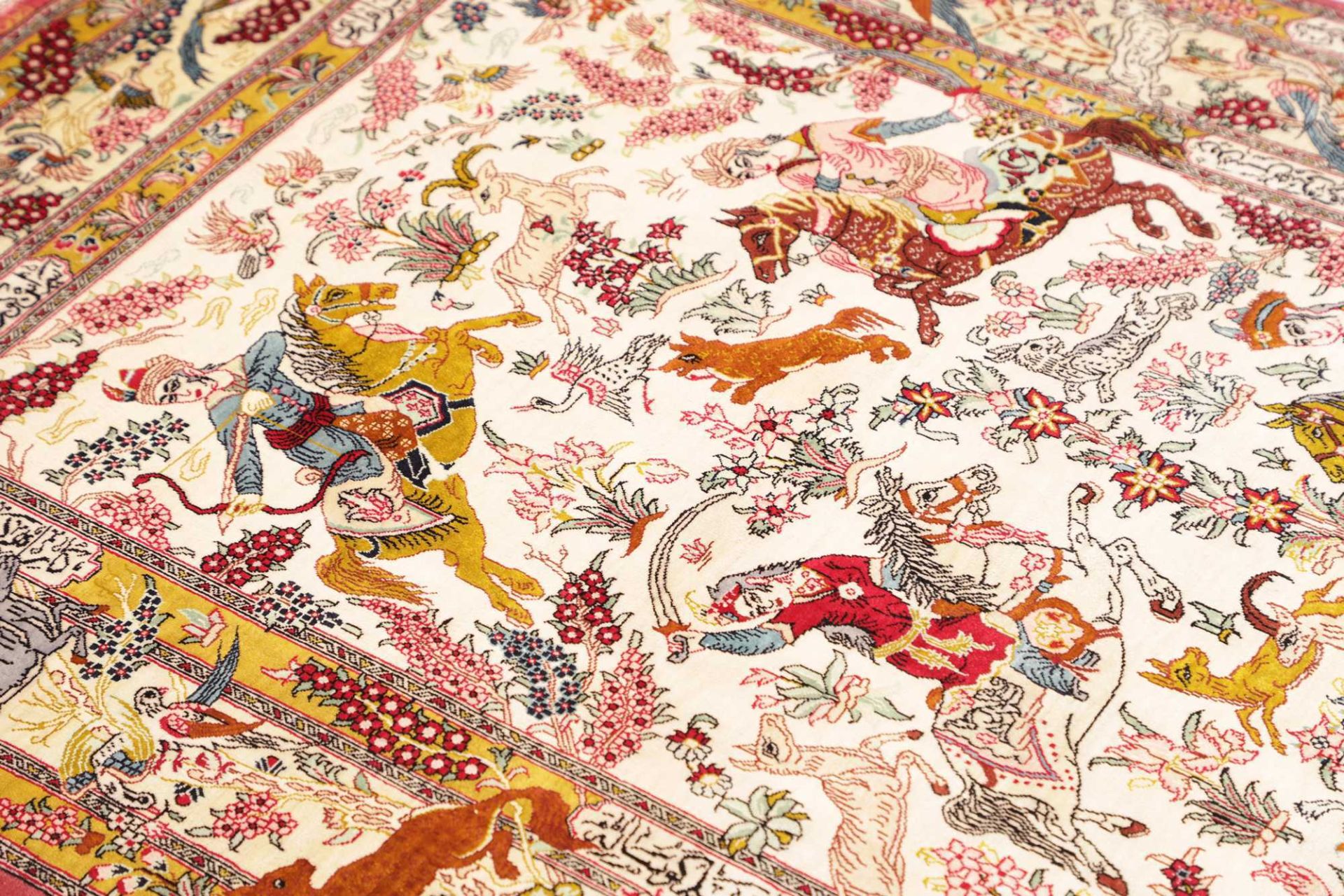 Hand-Knotted Silk Qom Persian Rug, 99 × 149 cm