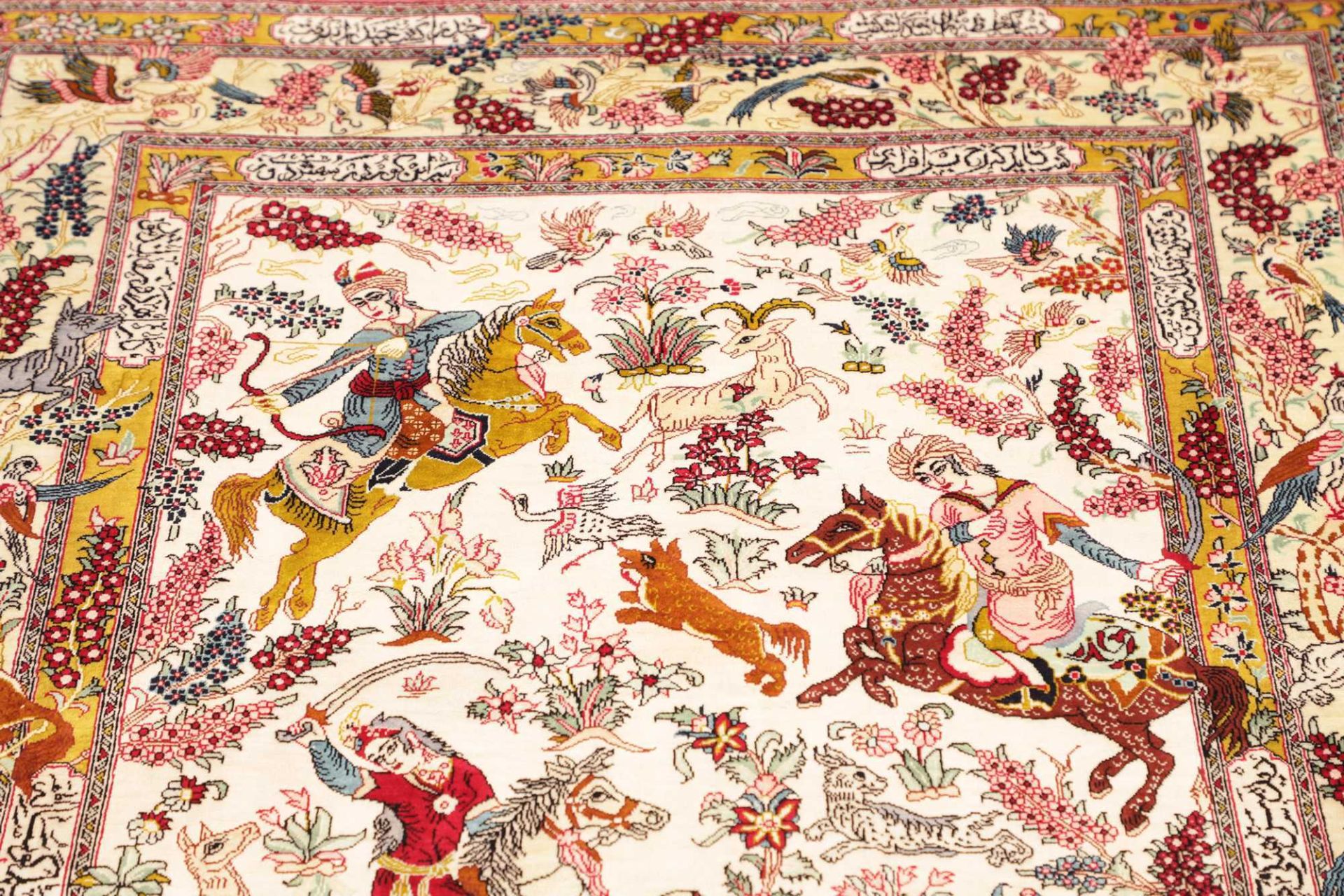 Hand-Knotted Silk Qom Persian Rug, 99 × 149 cm