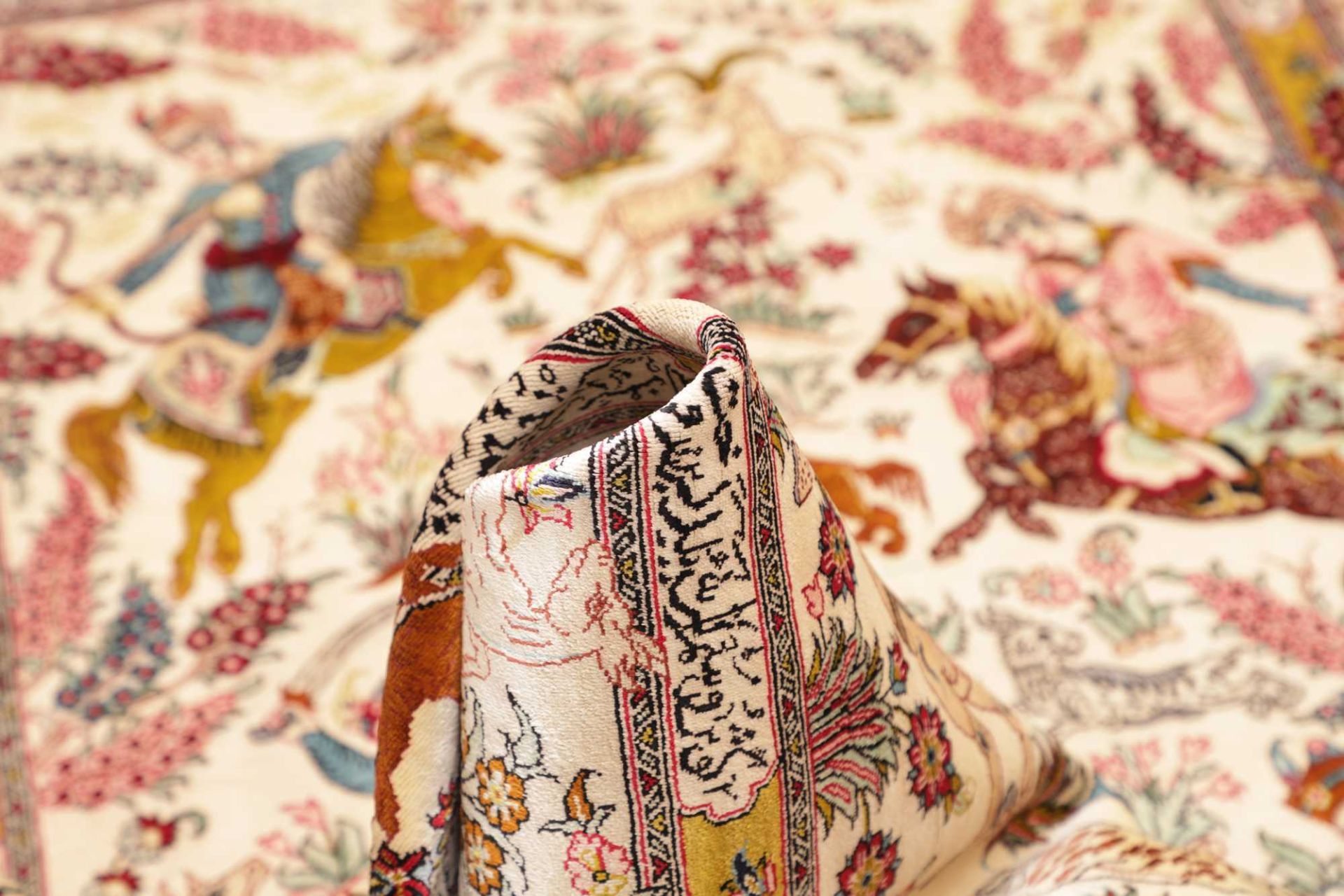 Hand-Knotted Silk Qom Persian Rug, 99 × 149 cm