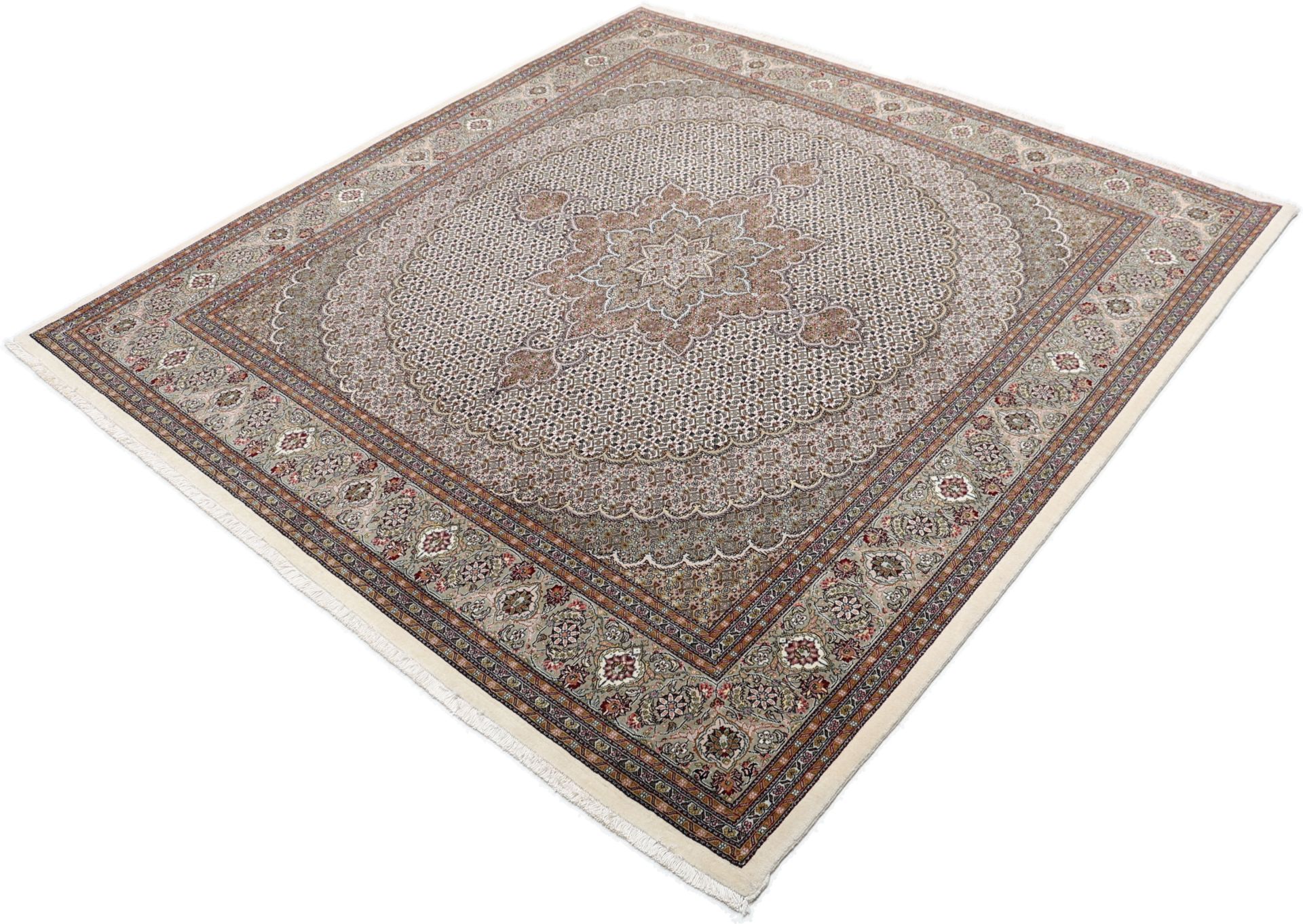 perserteppich-tabriz-200-x-205-cm-schurwolle-seide-handgeknupft-2 Tabriz Persian Rug 200 × 205 cm, Wool & Silk, hand-knotted