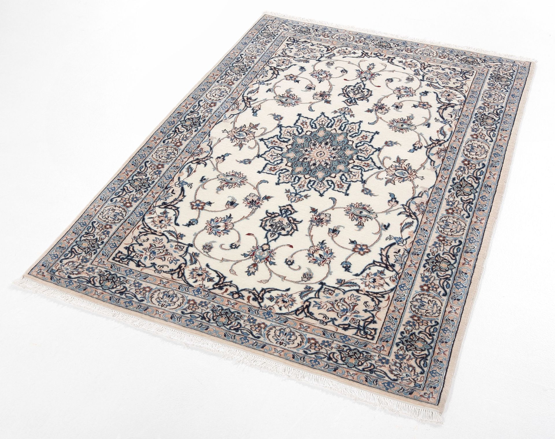 Nain Persian Rug — hand-knotted, 100 × 145 cm, Wool & Silk