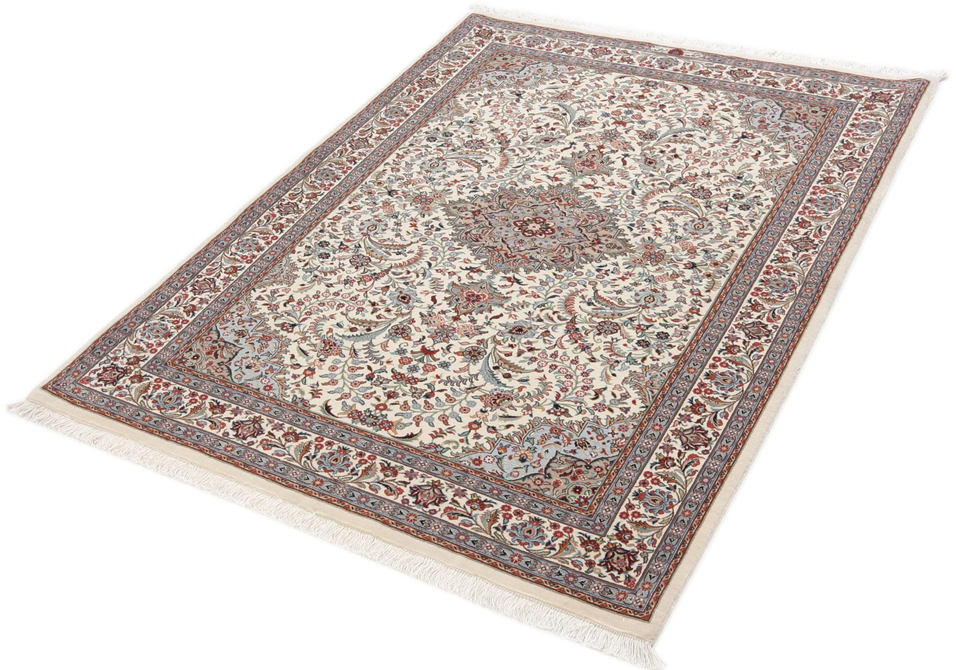 Isfahan Persian Rug — hand-knotted, 112 × 165 cm, Wool & Silk