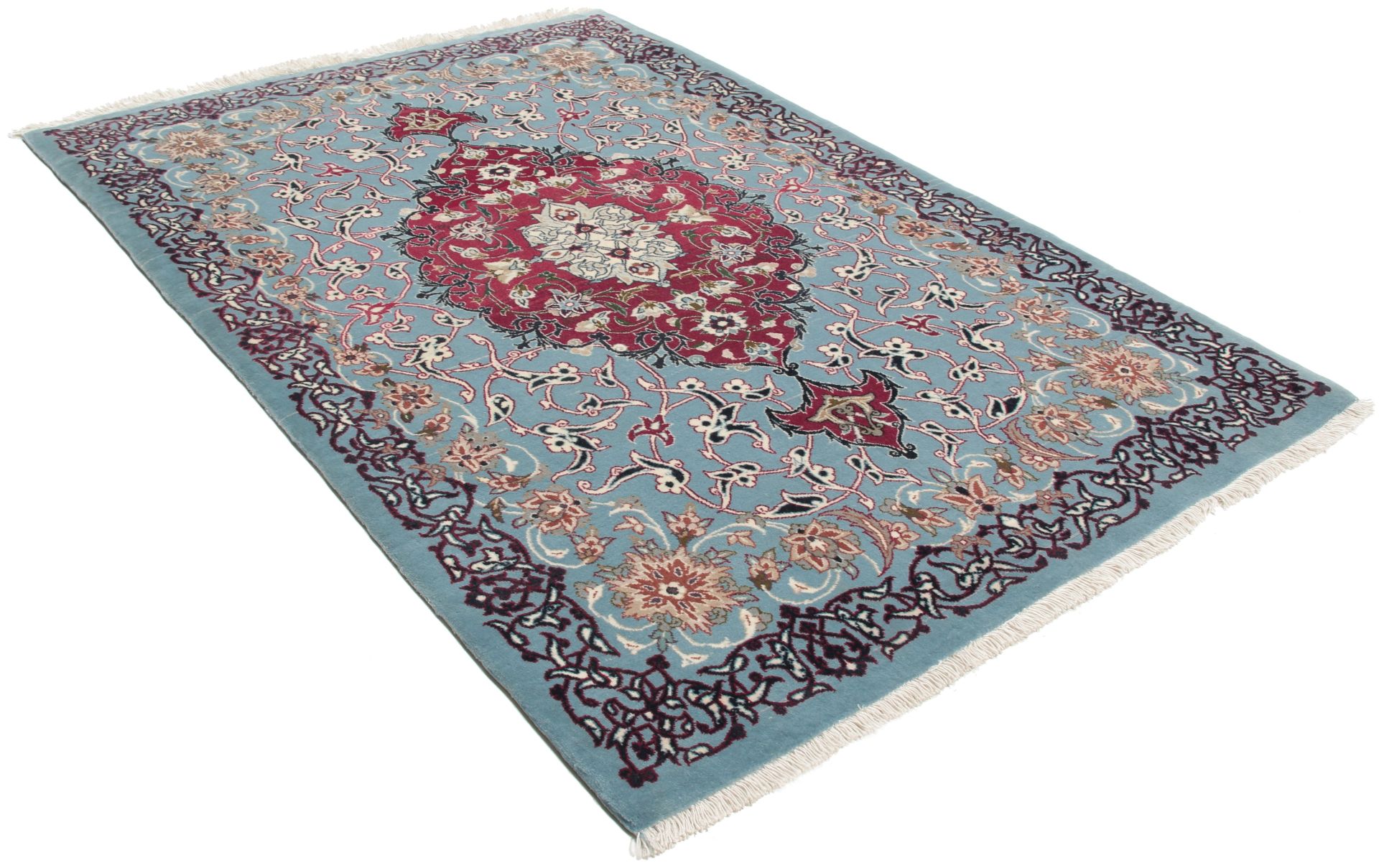 Isfahan Persian Rug — hand-knotted, 80 × 117 cm, Wool & Silk
