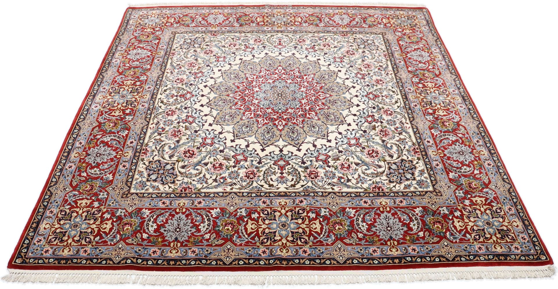 Isfahan Persian Rug — hand-knotted, 193 × 200 cm, Wool & Silk