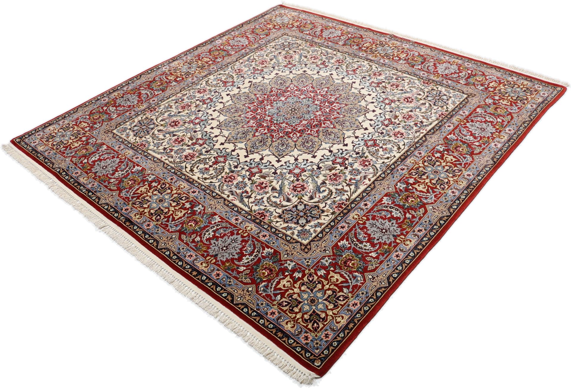 Isfahan Persian Rug — hand-knotted, 193 × 200 cm, Wool & Silk