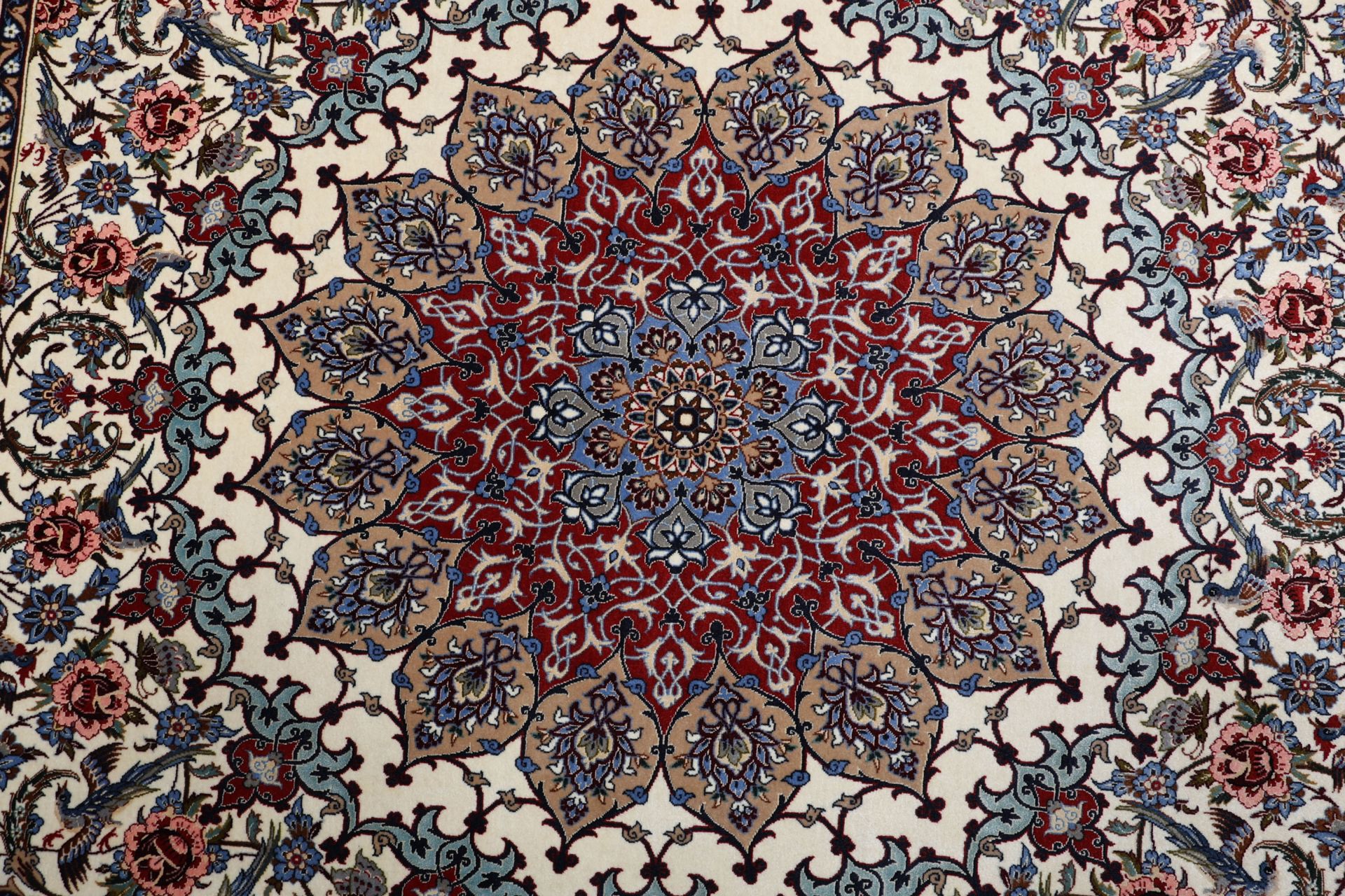 Isfahan Persian Rug — hand-knotted, 193 × 200 cm, Wool & Silk