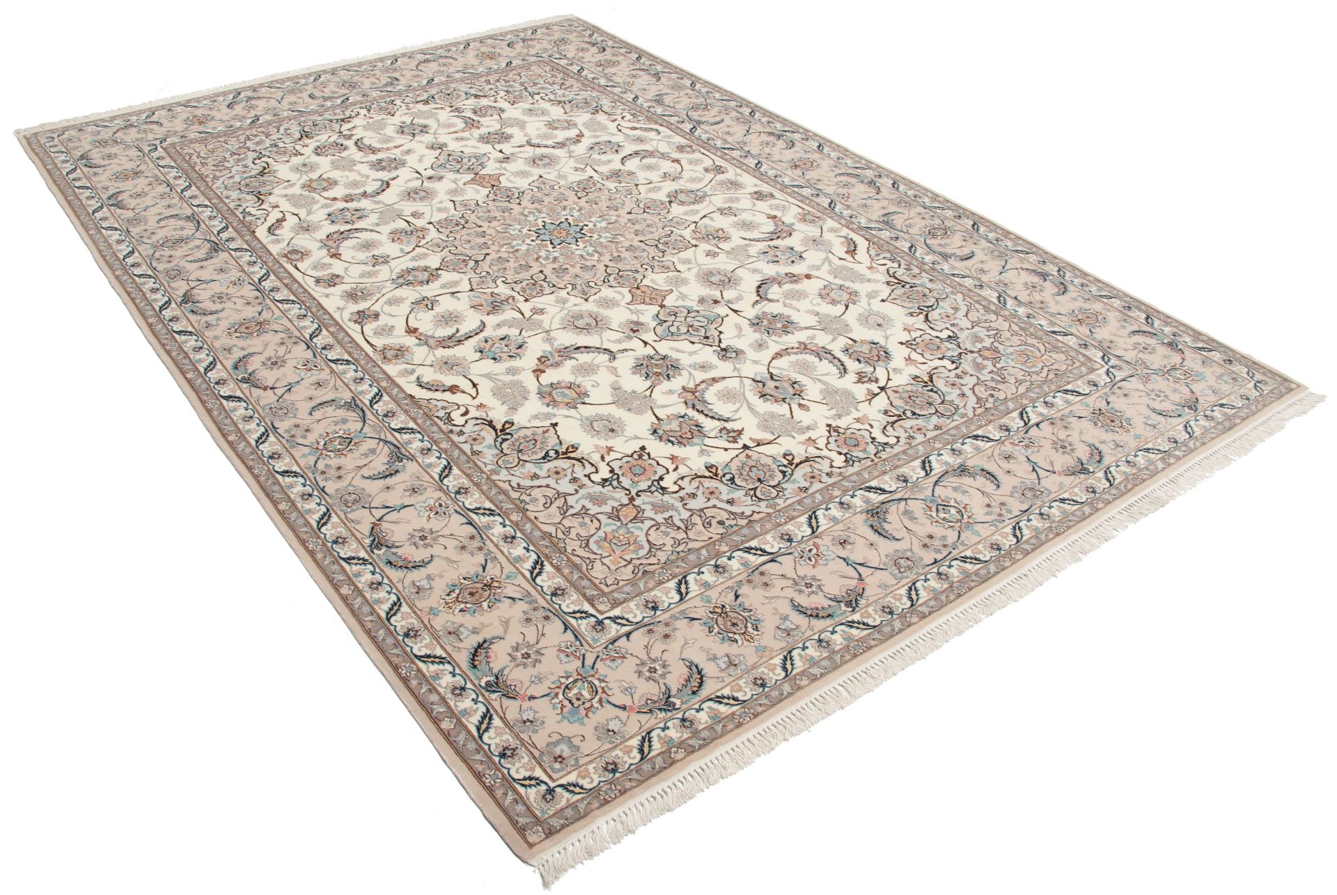 Hand-Knotted Wool & Silk Isfahan Persian Rug, 210 × 302 cm