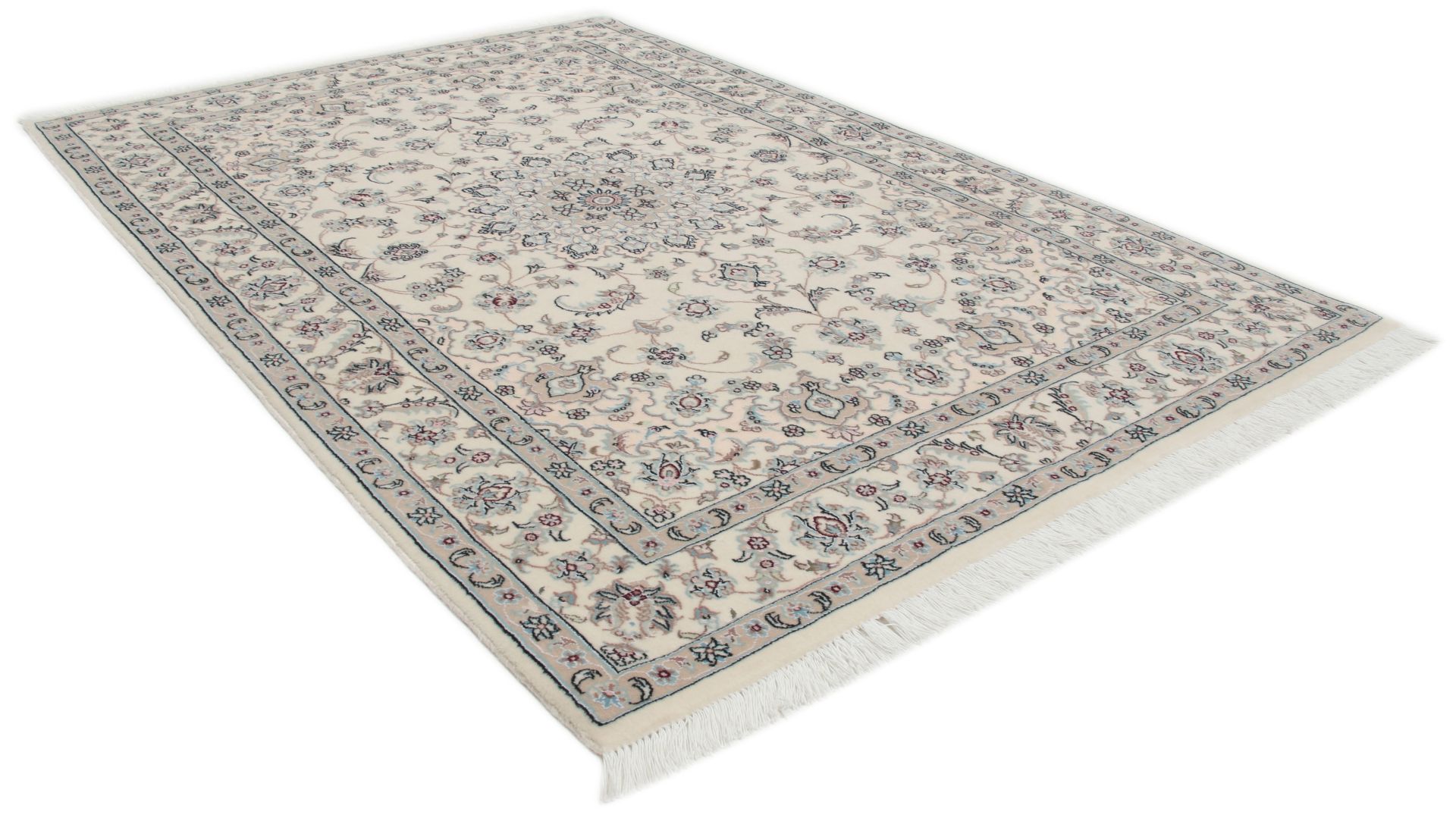Hand-Knotted Wool & Silk Nain Persian Rug, 110 × 160 cm