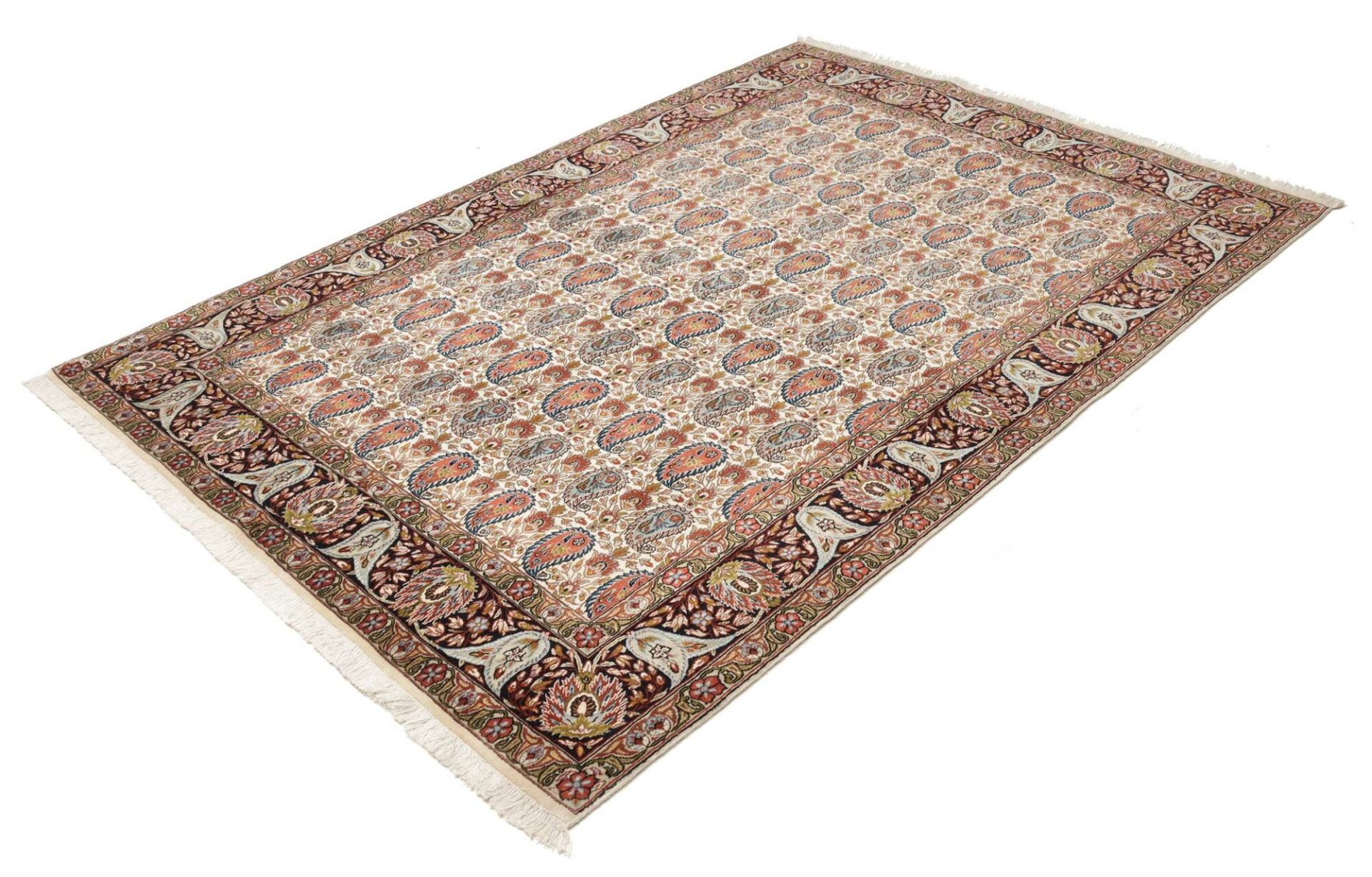 Hand-Knotted Wool & Silk Isfahan Persian Rug, 151 × 217 cm