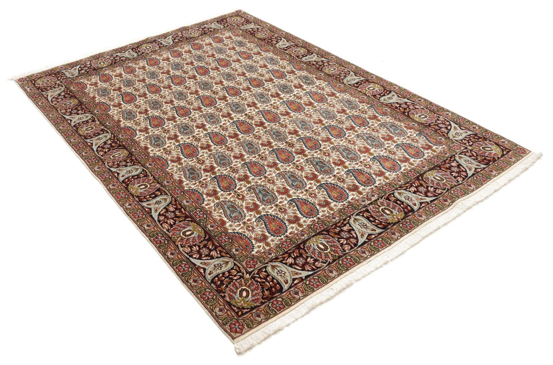 Hand-Knotted Wool & Silk Isfahan Persian Rug, 151 × 217 cm