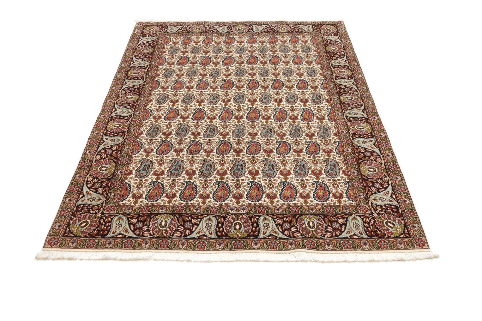 Hand-Knotted Wool & Silk Isfahan Persian Rug, 151 × 217 cm