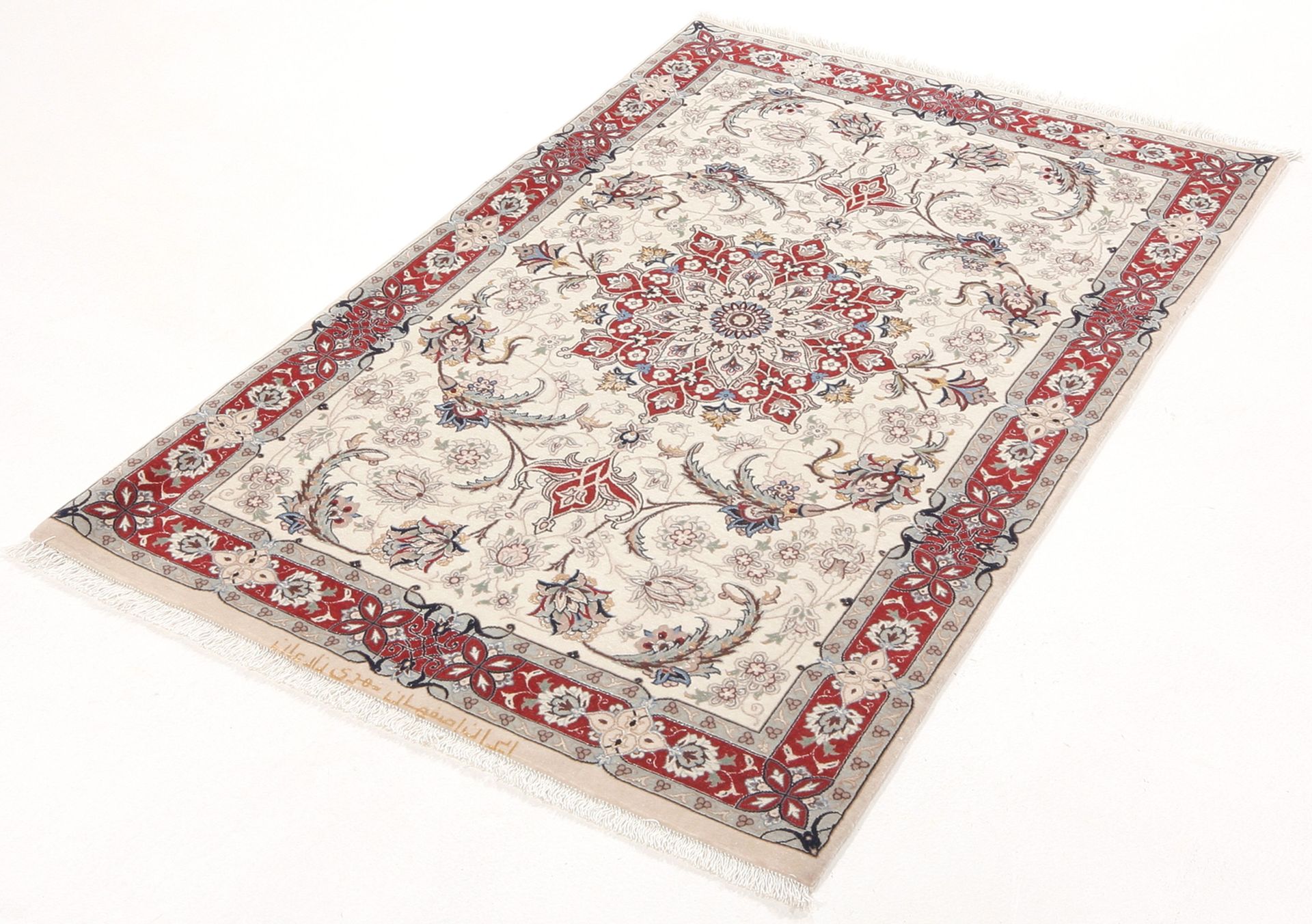 Isfahan Persian Rug — hand-knotted, 80 × 123 cm, Wool & Silk