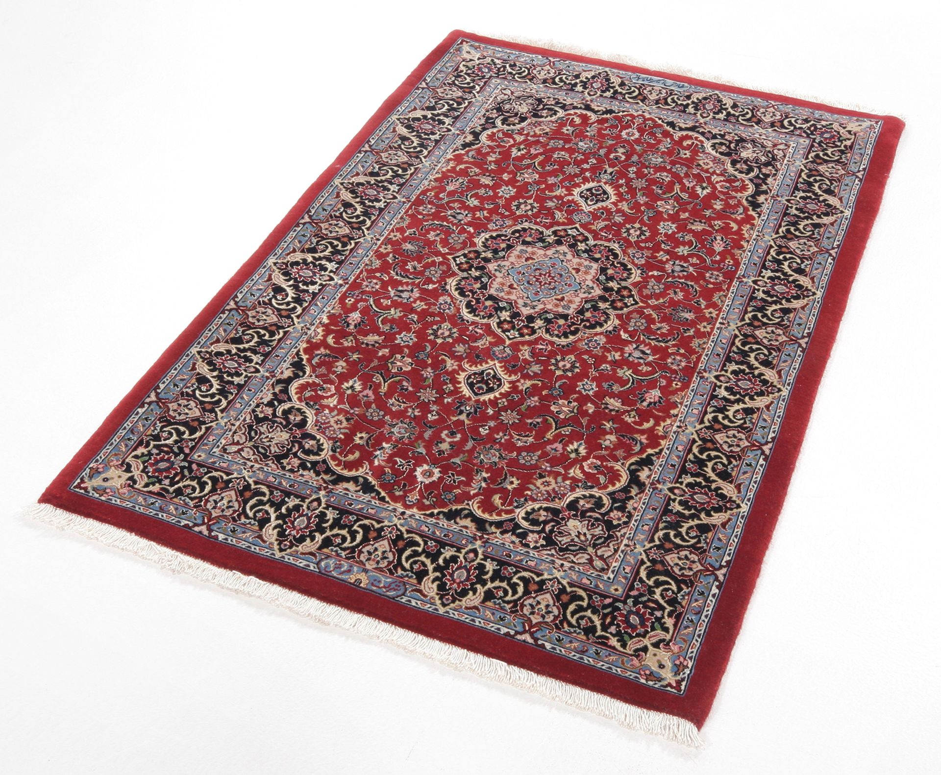 perserteppich-isfahan-85-x-130-cm-schurwolle-seide-handgeknupft-6 Hand-Knotted Wool & Silk Isfahan Persian Rug, 85 × 130 cm