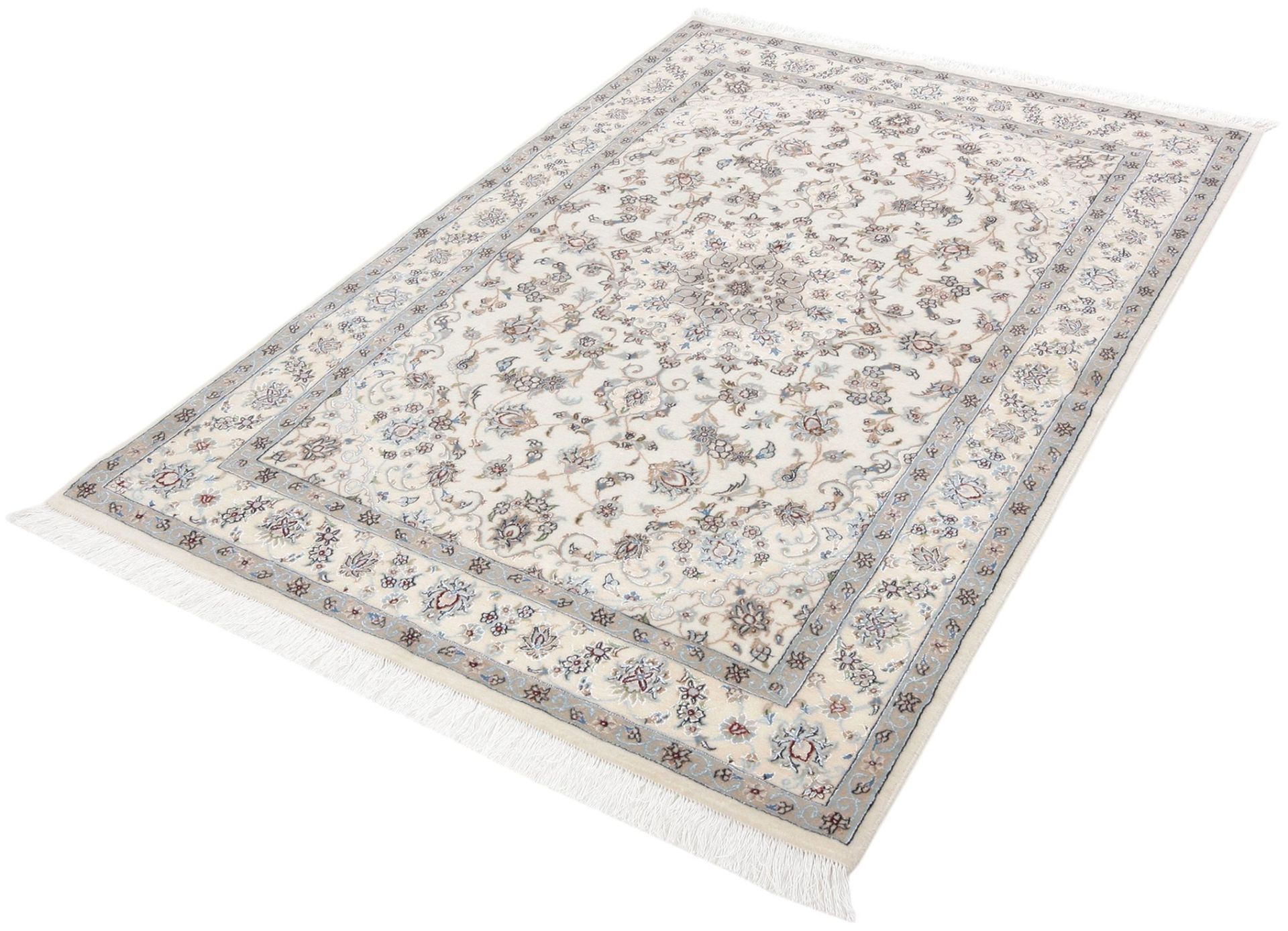 Hand-Knotted Wool & Silk Nain Persian Rug, 110 × 160 cm