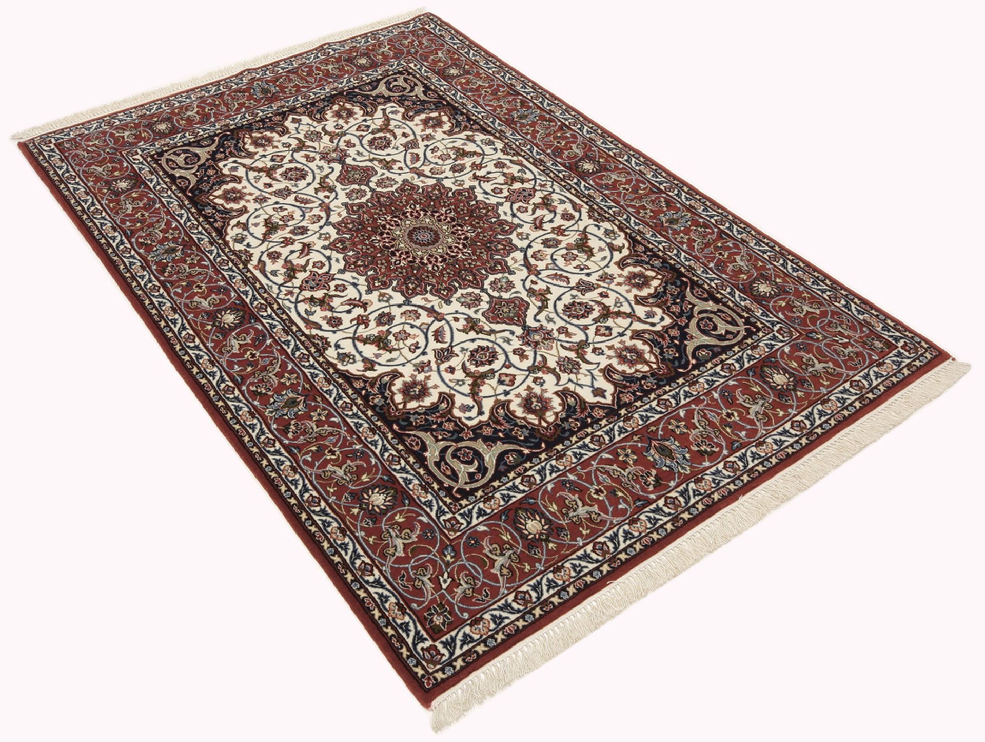 Isfahan Persian Rug — hand-knotted, 110 × 165 cm, Wool & Silk